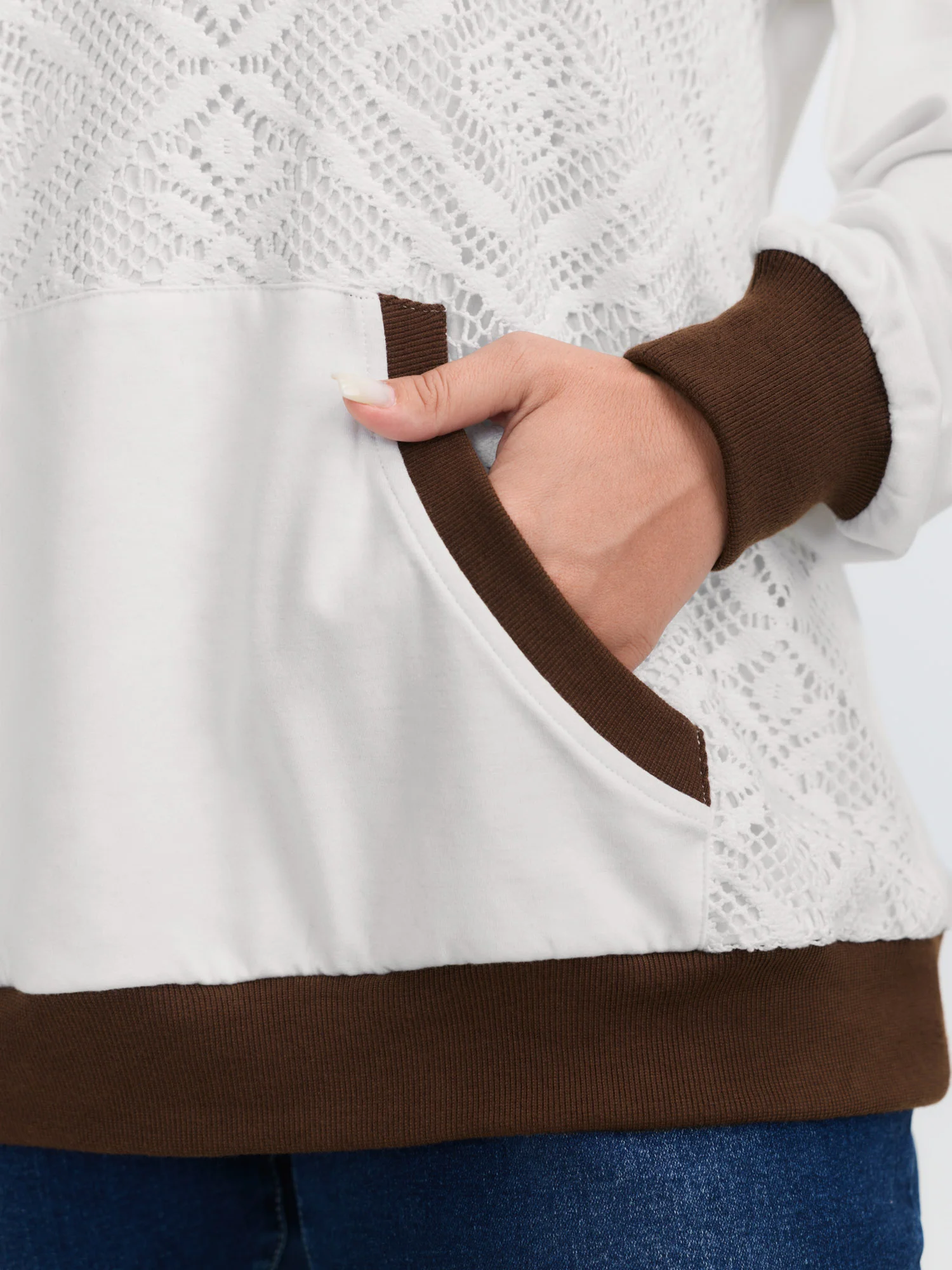 Supersoft Lace Trim Colorblock Hoodie - Image 4