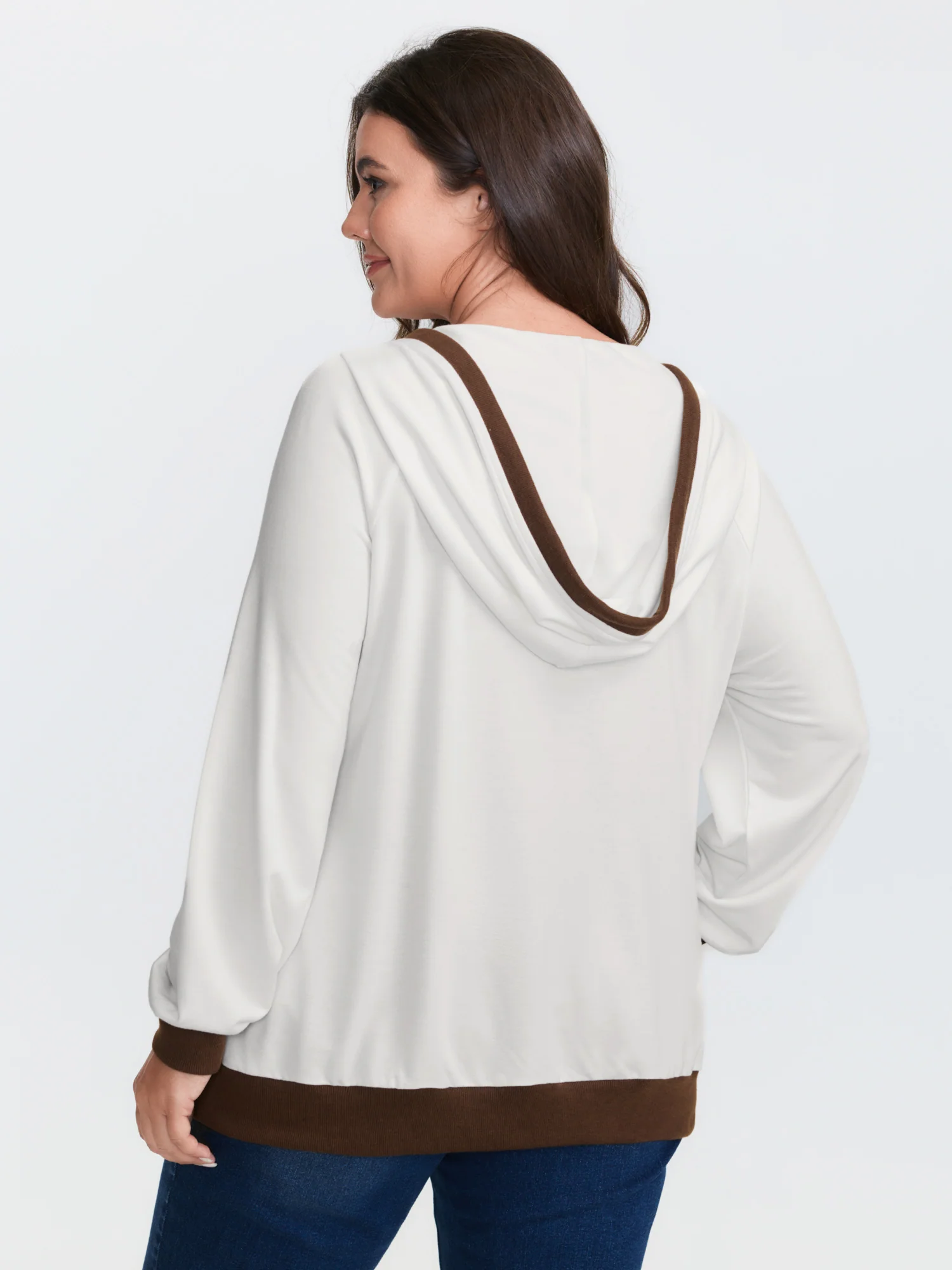 Supersoft Lace Trim Colorblock Hoodie - Image 5