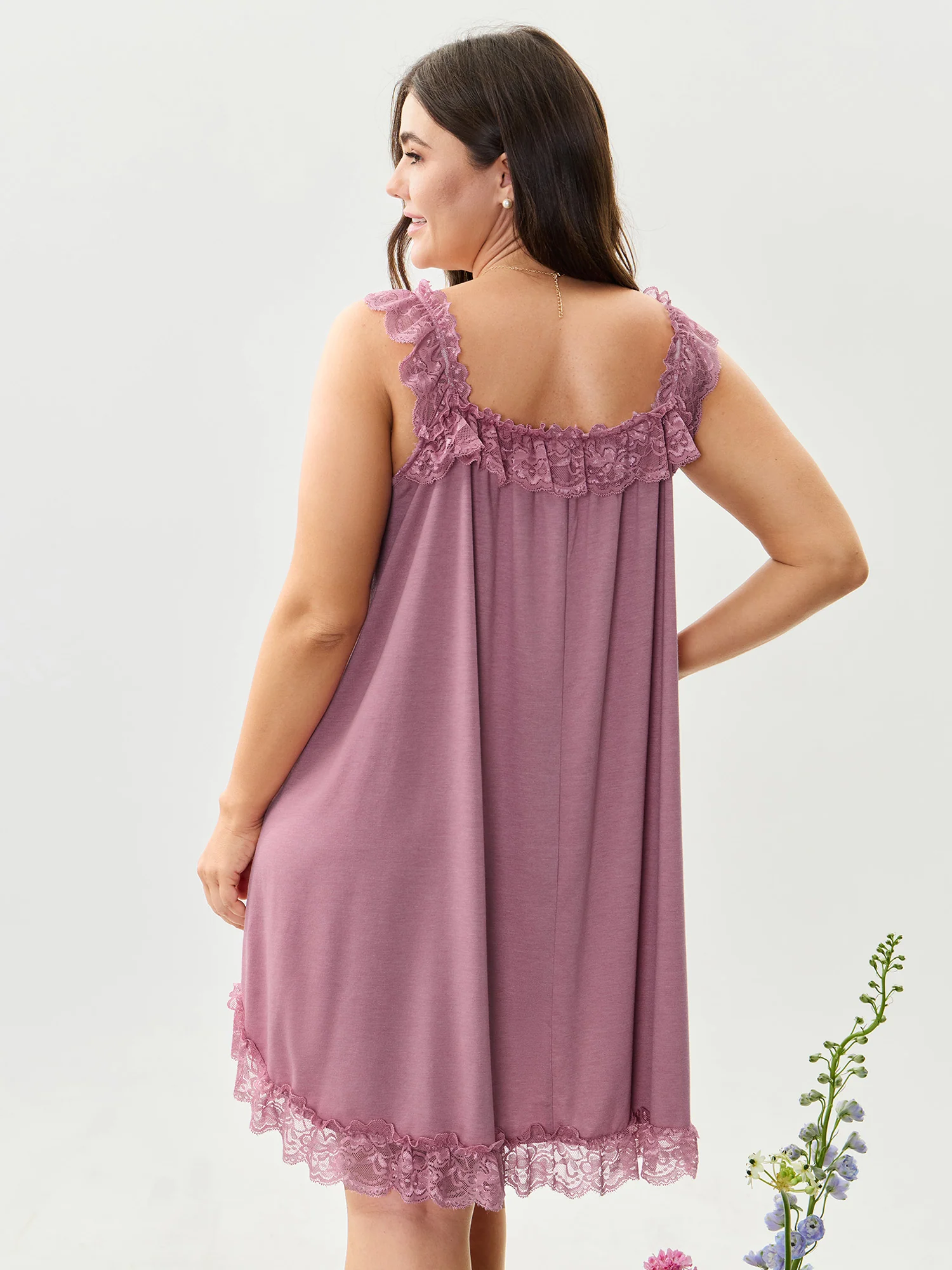 Supersoft Ruffled Lace Flowy Nightgown - Image 4