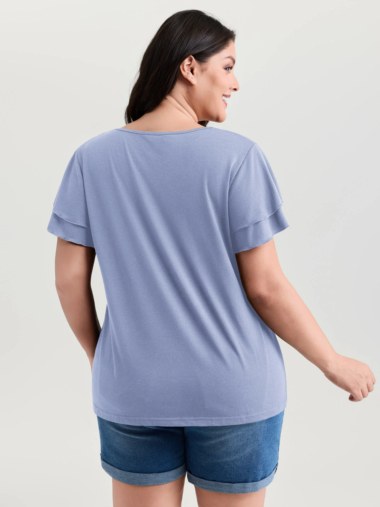 Supersoft Lace Trim Layered Sleeve T-Shirt - Image 11