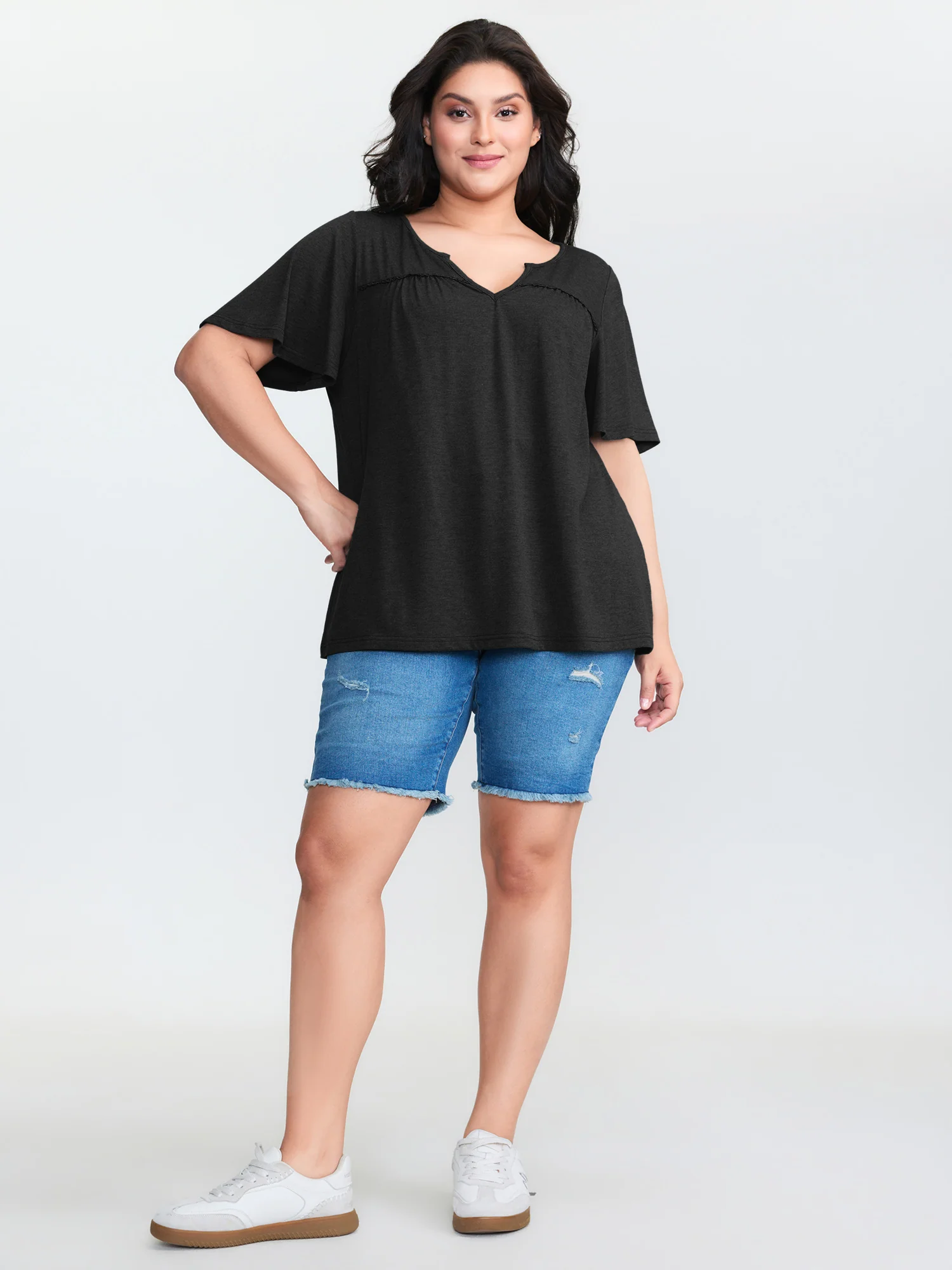 Supersoft Lace Trim Neckline Knit Top - Image 10