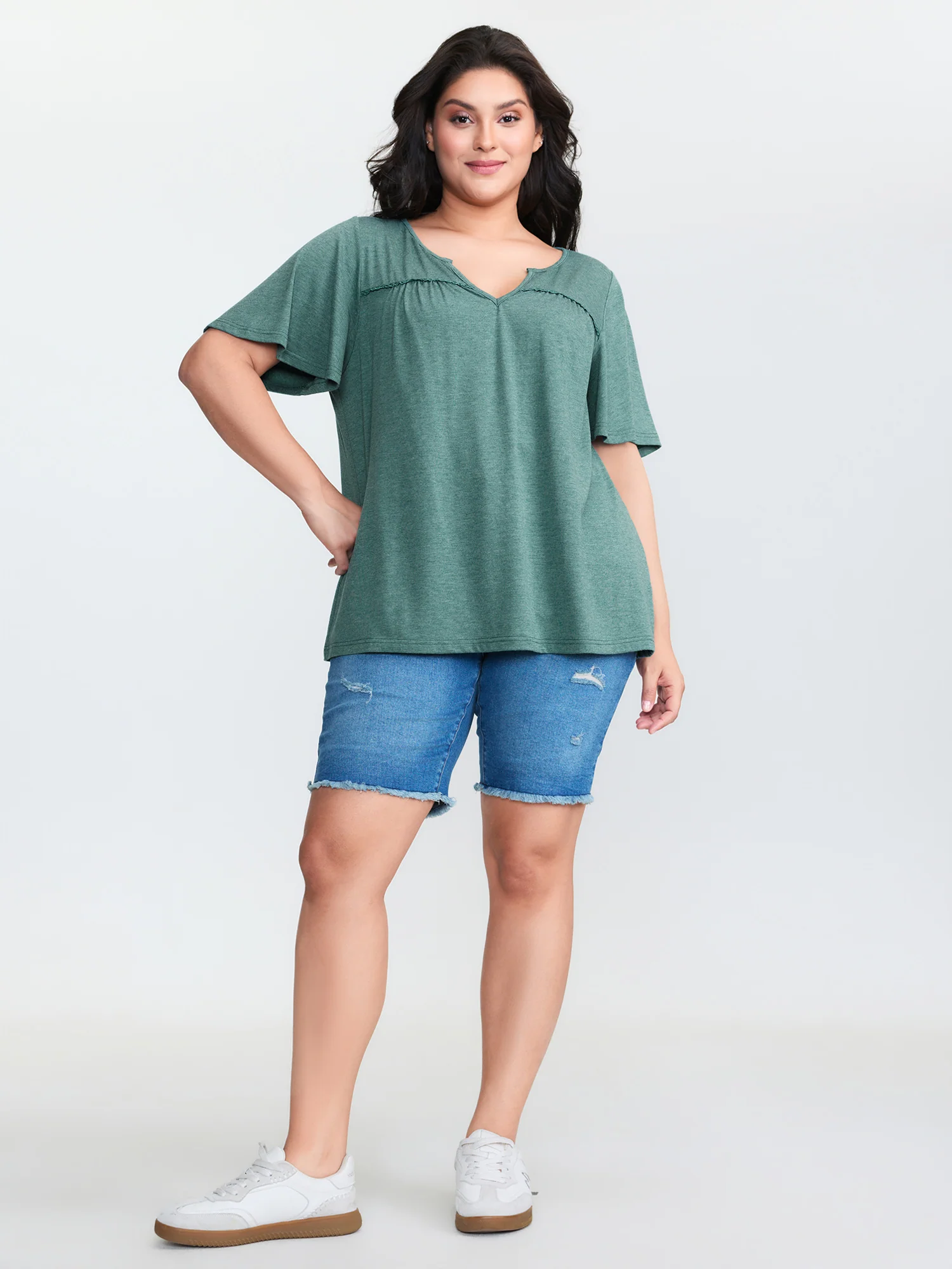Supersoft Lace Trim Neckline Knit Top - Image 3