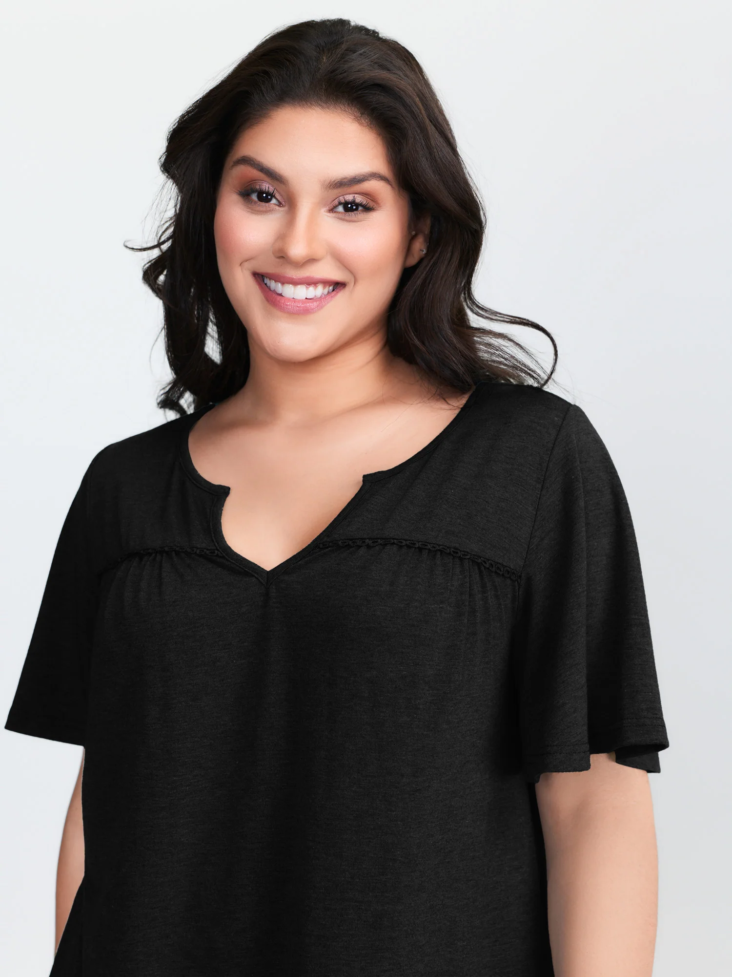 Supersoft Lace Trim Neckline Knit Top - Image 8
