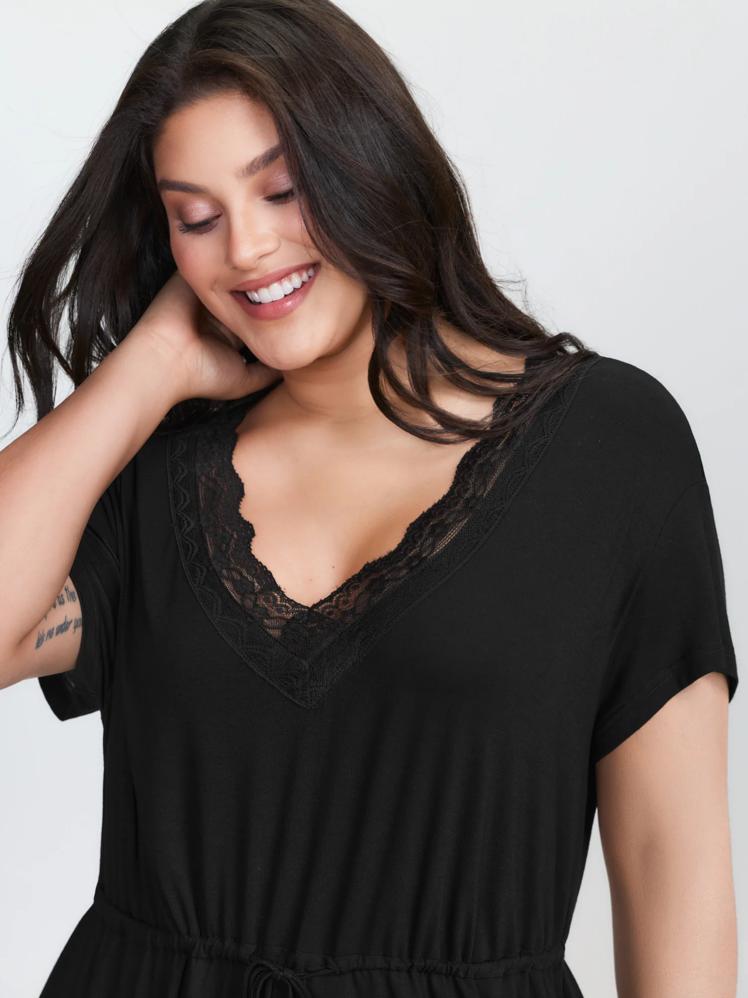 Supersoft Lace Trim Neckline Lounge Romper - Image 4