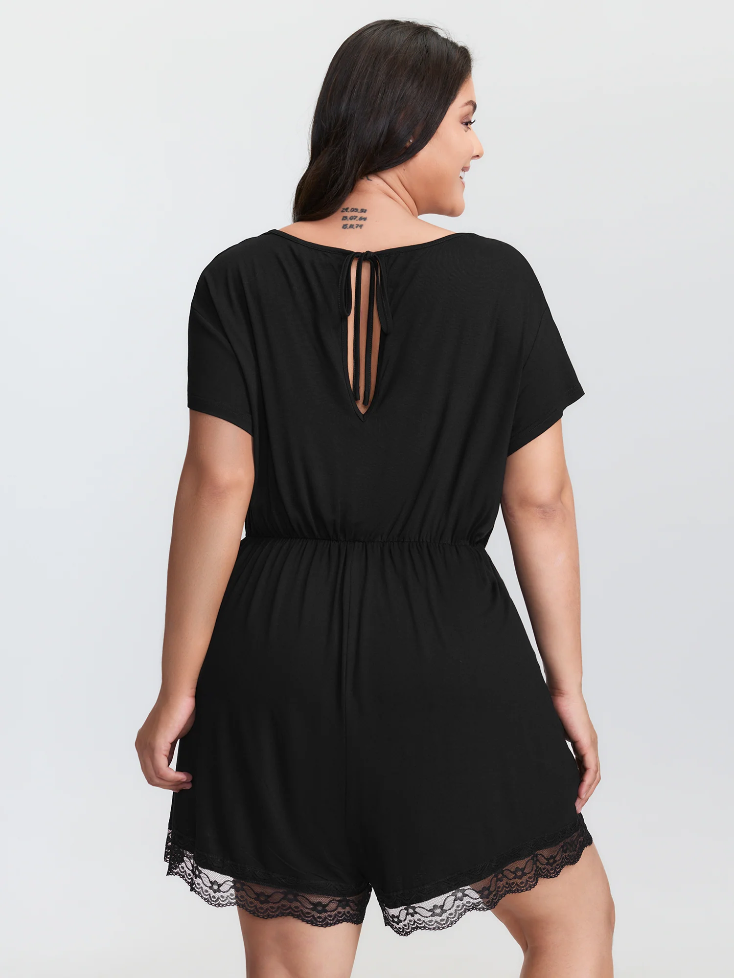 Supersoft Lace Trim Neckline Lounge Romper - Image 6