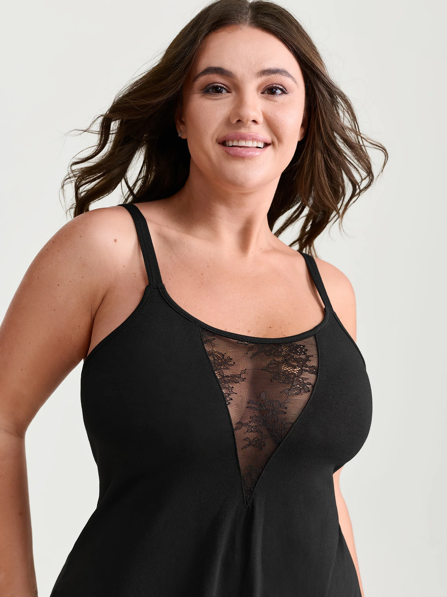 Supersoft Sheer Neckline Pockets Nightgown - Image 2