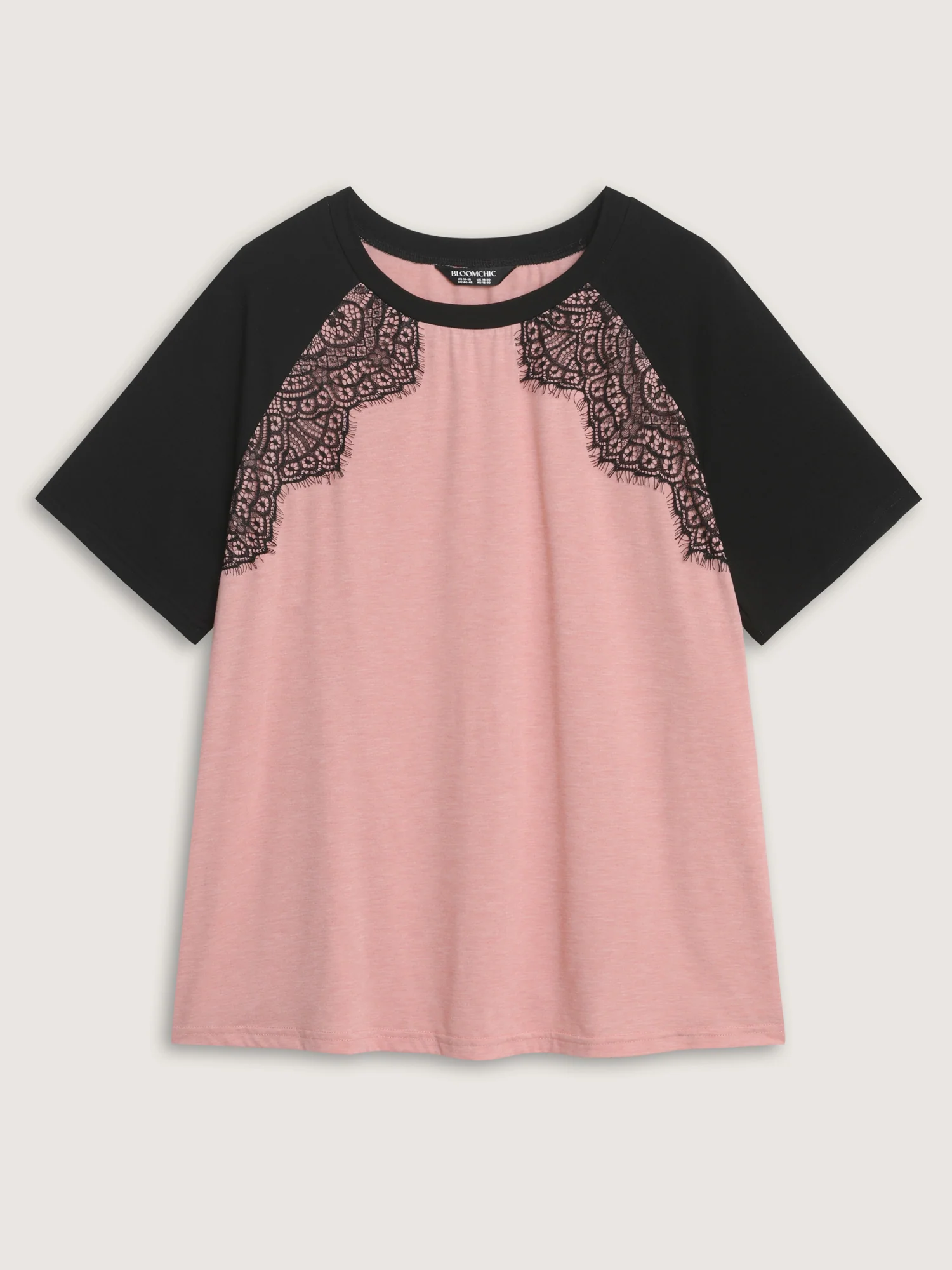 Supersoft Lace Trim Raglan Sleeve Color Contrast T-Shirt - Image 6