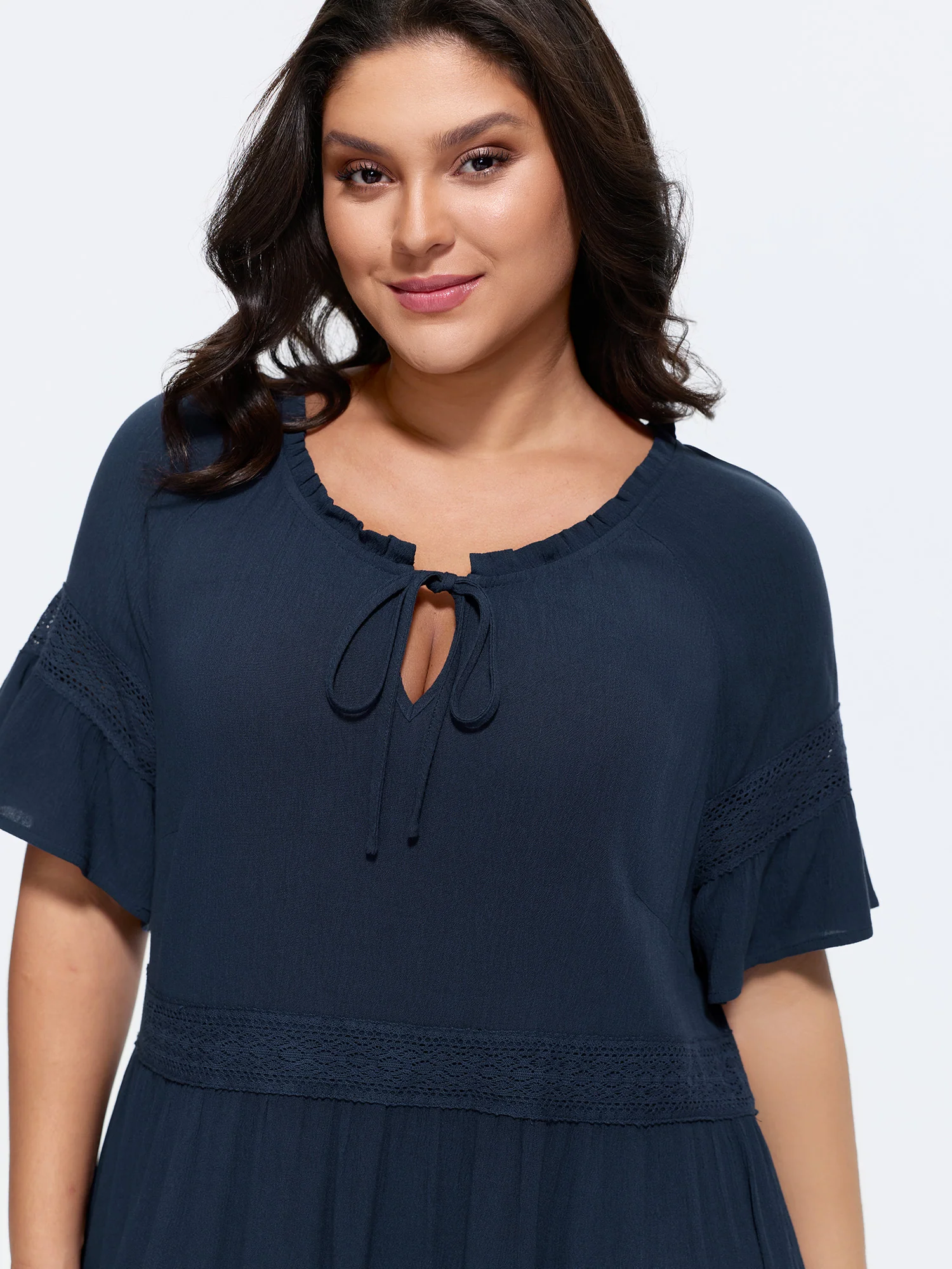 Supersoft Lace Trim Ruffled Sleeve Maxi Dress - Image 2