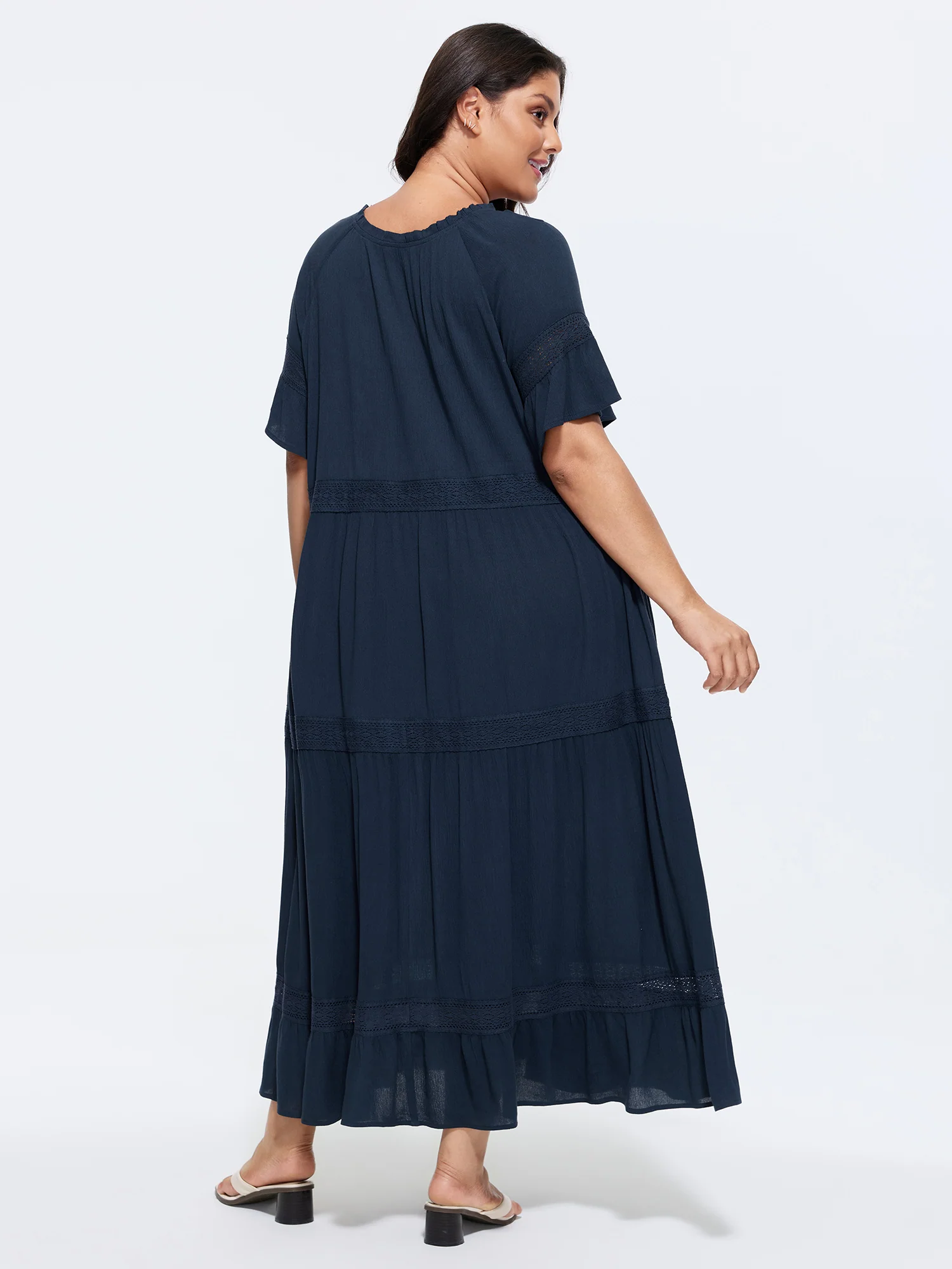 Supersoft Lace Trim Ruffled Sleeve Maxi Dress - Image 4