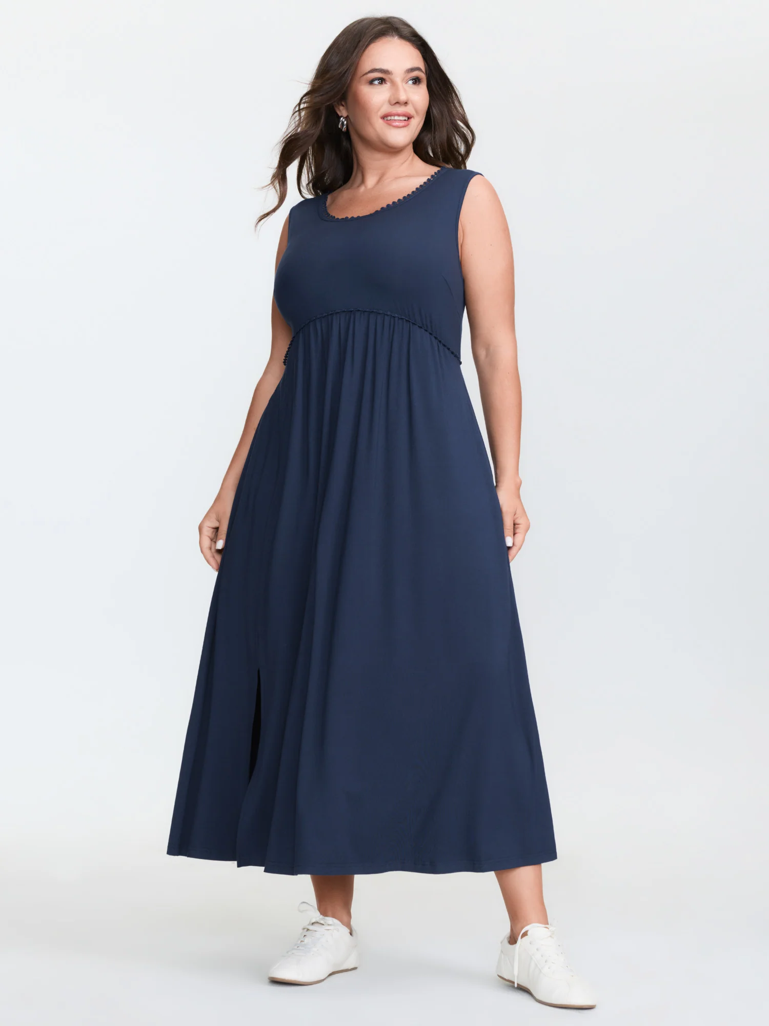 Supersoft Lace Trim Sleeveless Midi Dress - Image 3