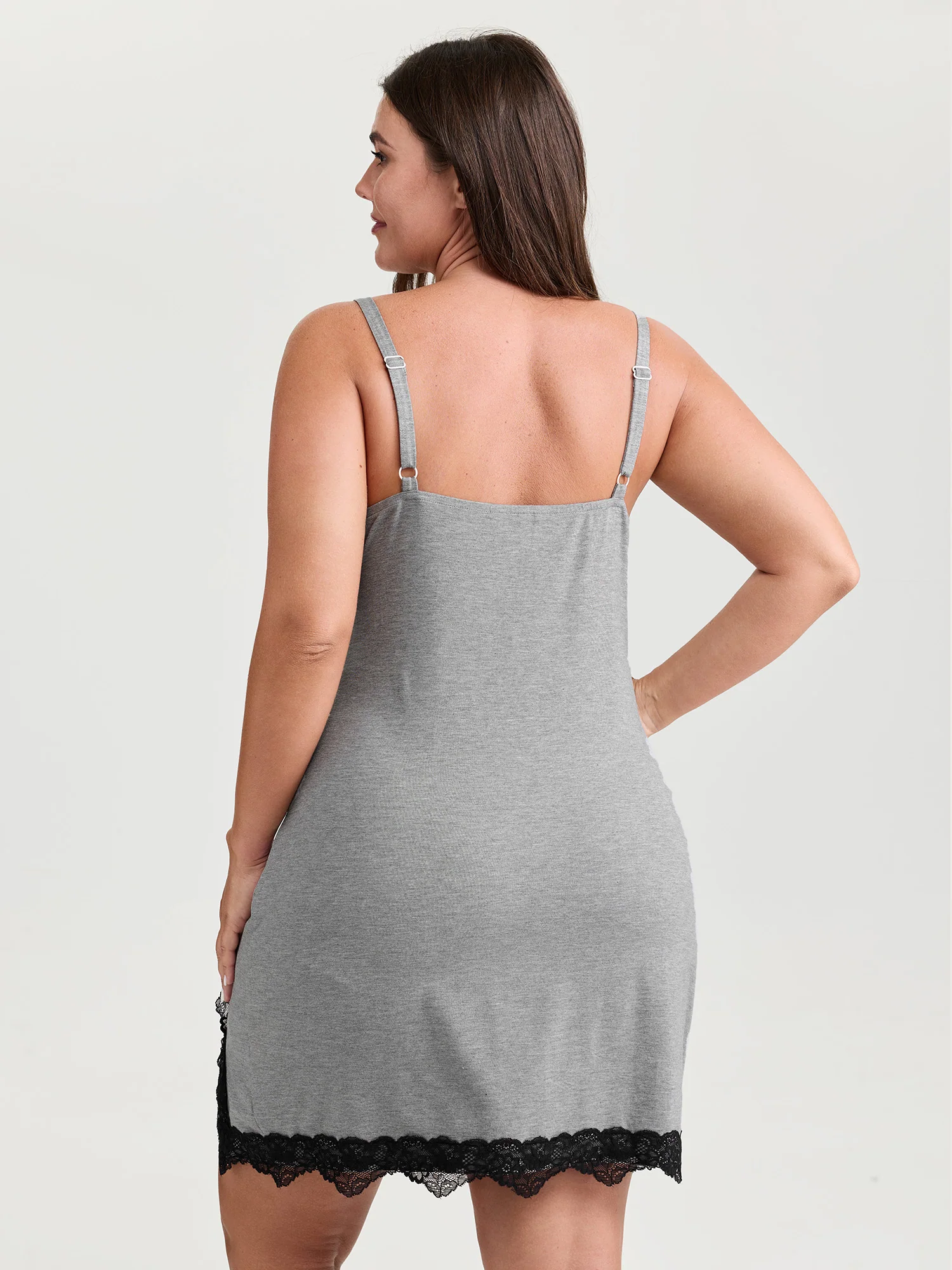 Supersoft Contrast Lace Slit Nightgown - Image 4