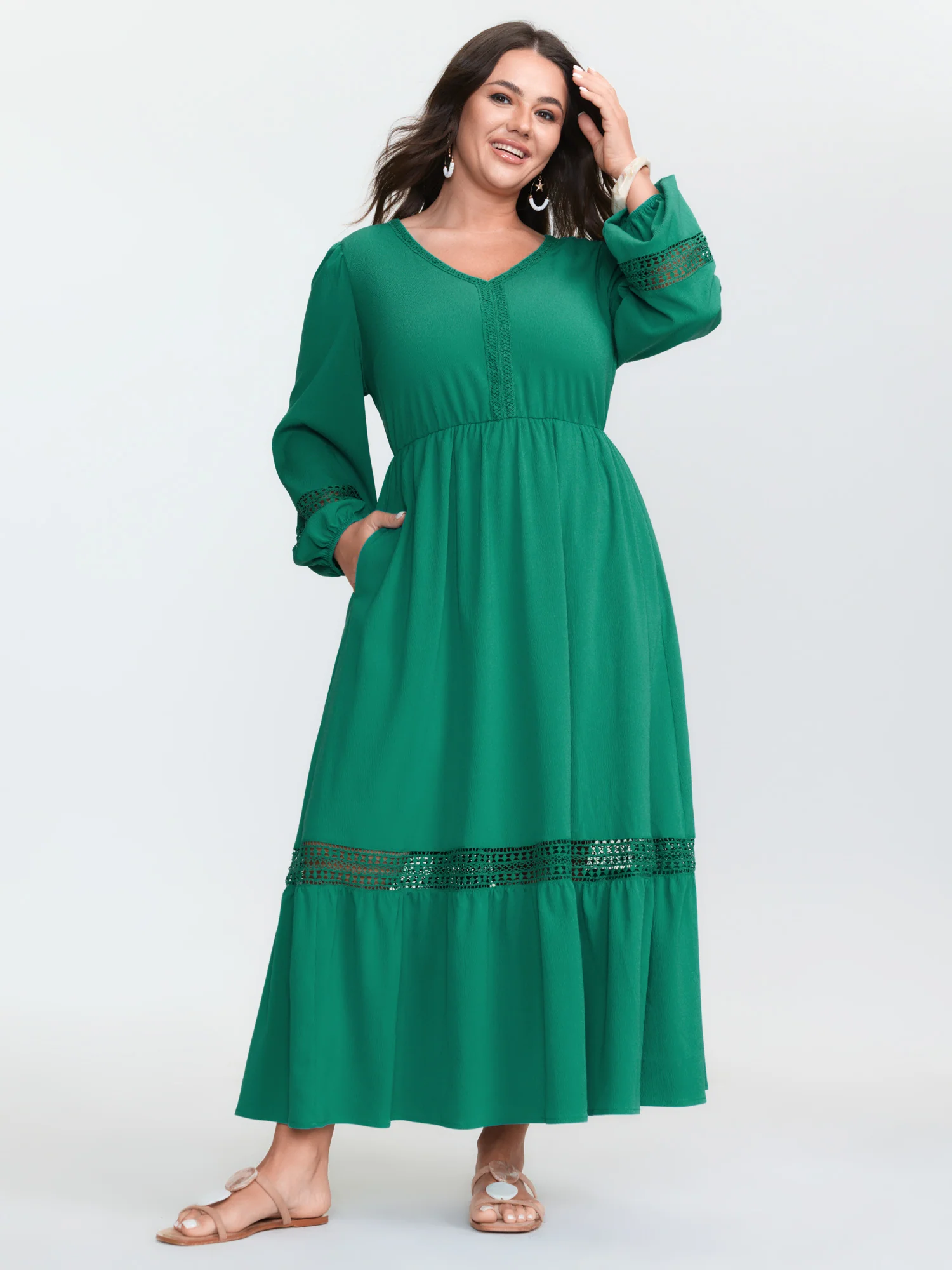 Supersoft Lace Trim Tiered Maxi Dress - Image 3