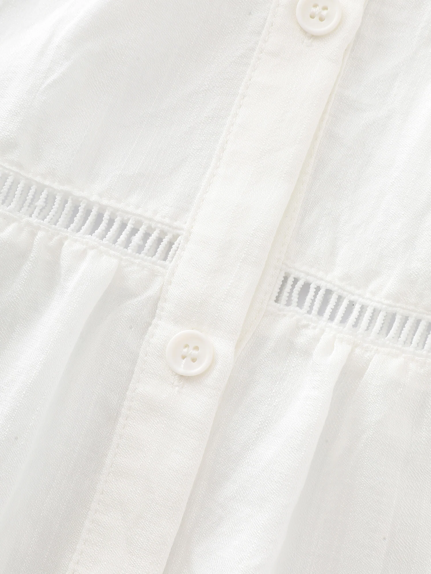 Supersoft Lace Trim Tiered Plain Open-Front Shirt - Image 5