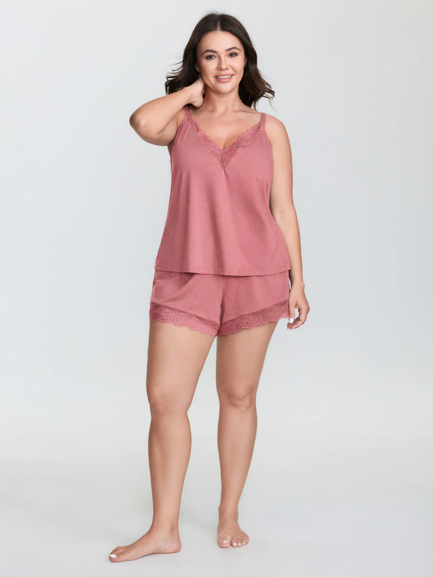 Supersoft Lace Trim Two-Piece Pajama Set - Image 18