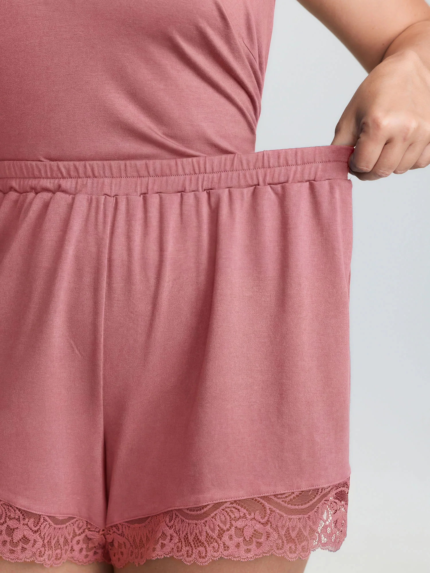 Supersoft Lace Trim Two-Piece Pajama Set - Image 19