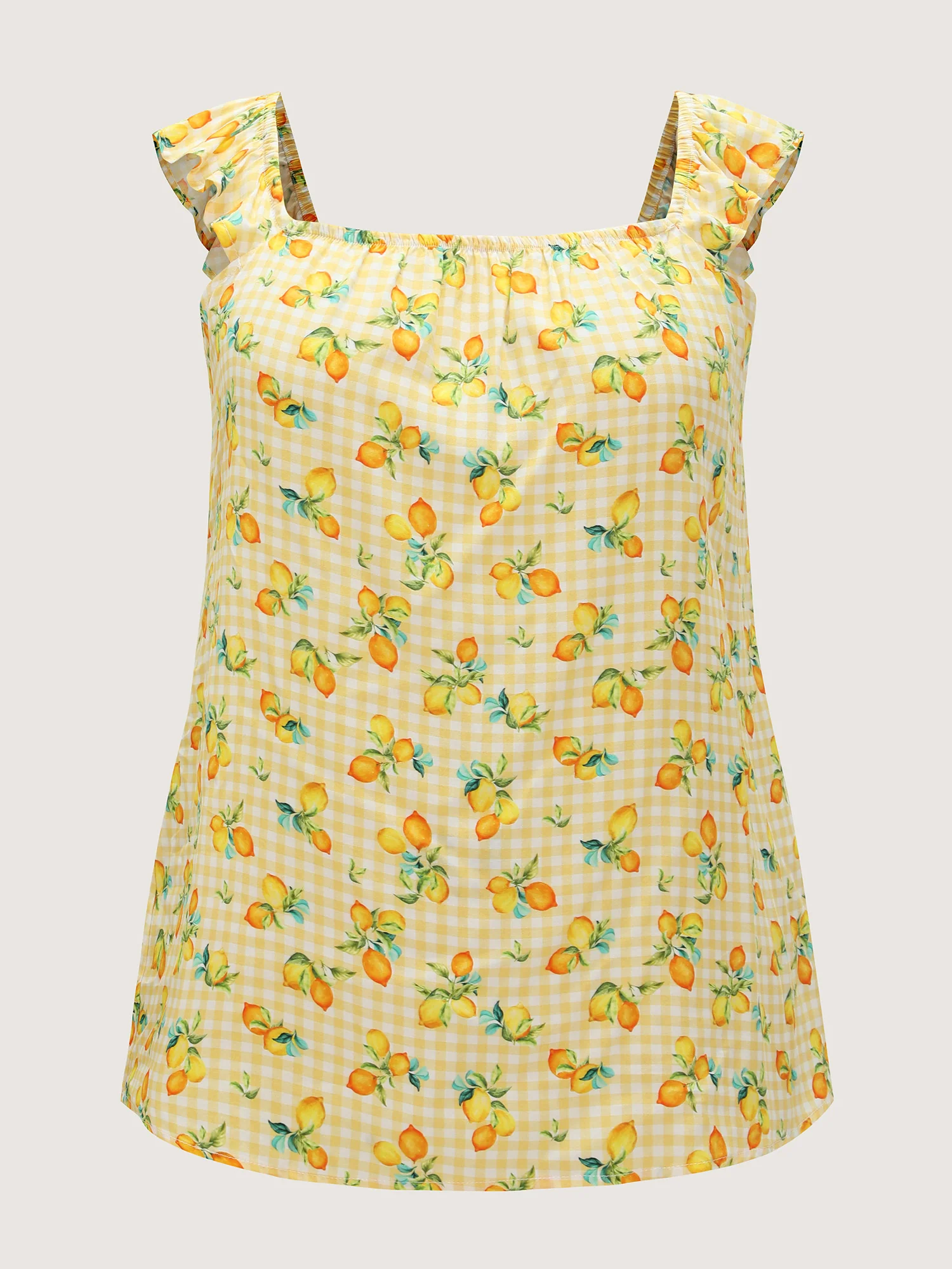 Supersoft Lemon Print Ruffled Sleeve Tank Top - Image 6