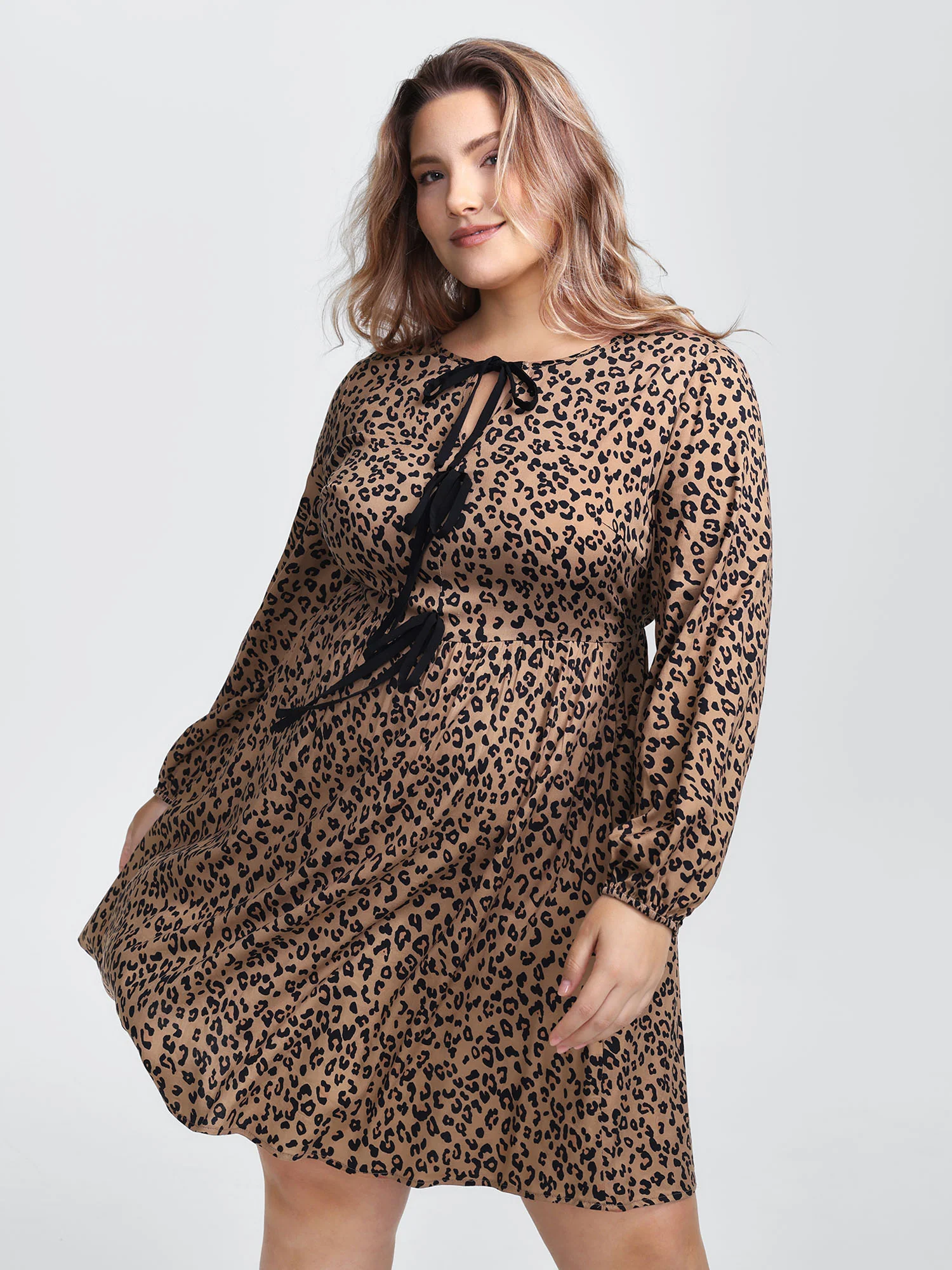 Supersoft Leopard Print Knots Mini Dress - Image 3