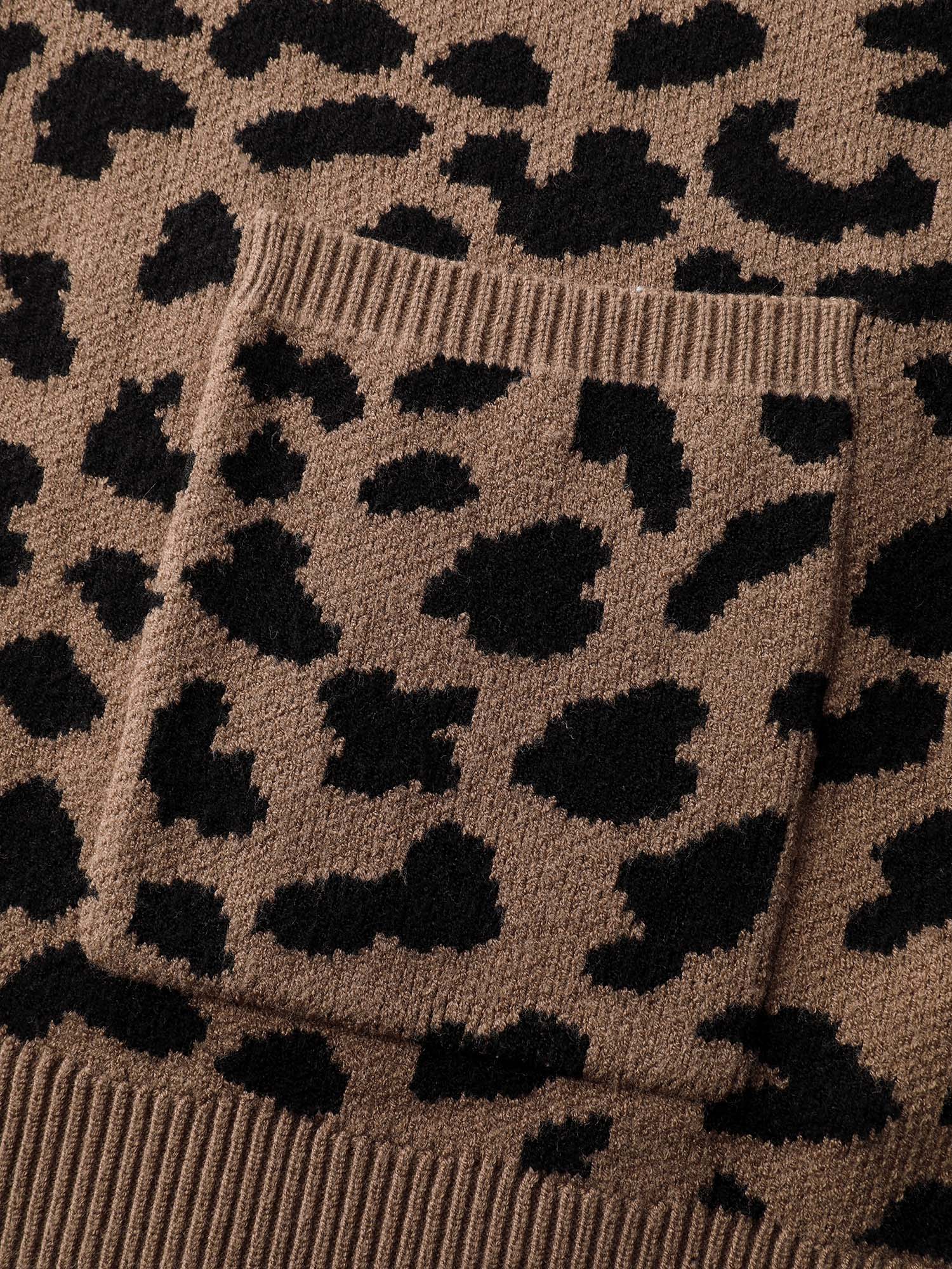 Supersoft Leopard Print Pockets Contrast Knit Cardigan - Image 7
