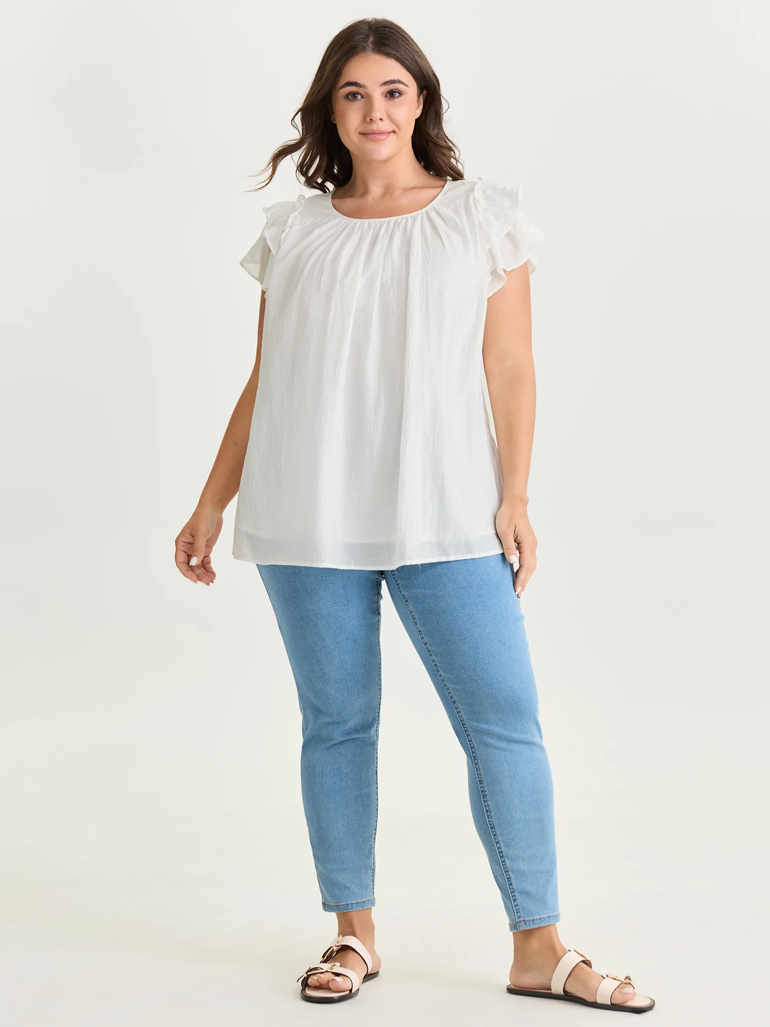 Supersoft Lotus Leaf Sleeve Flowy Blouse - Image 3