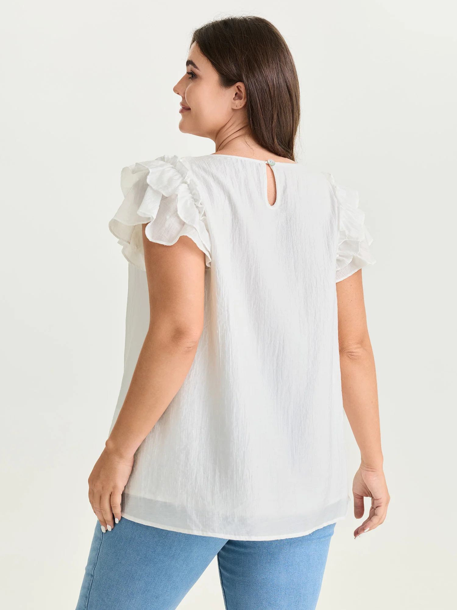 Supersoft Lotus Leaf Sleeve Flowy Blouse - Image 4