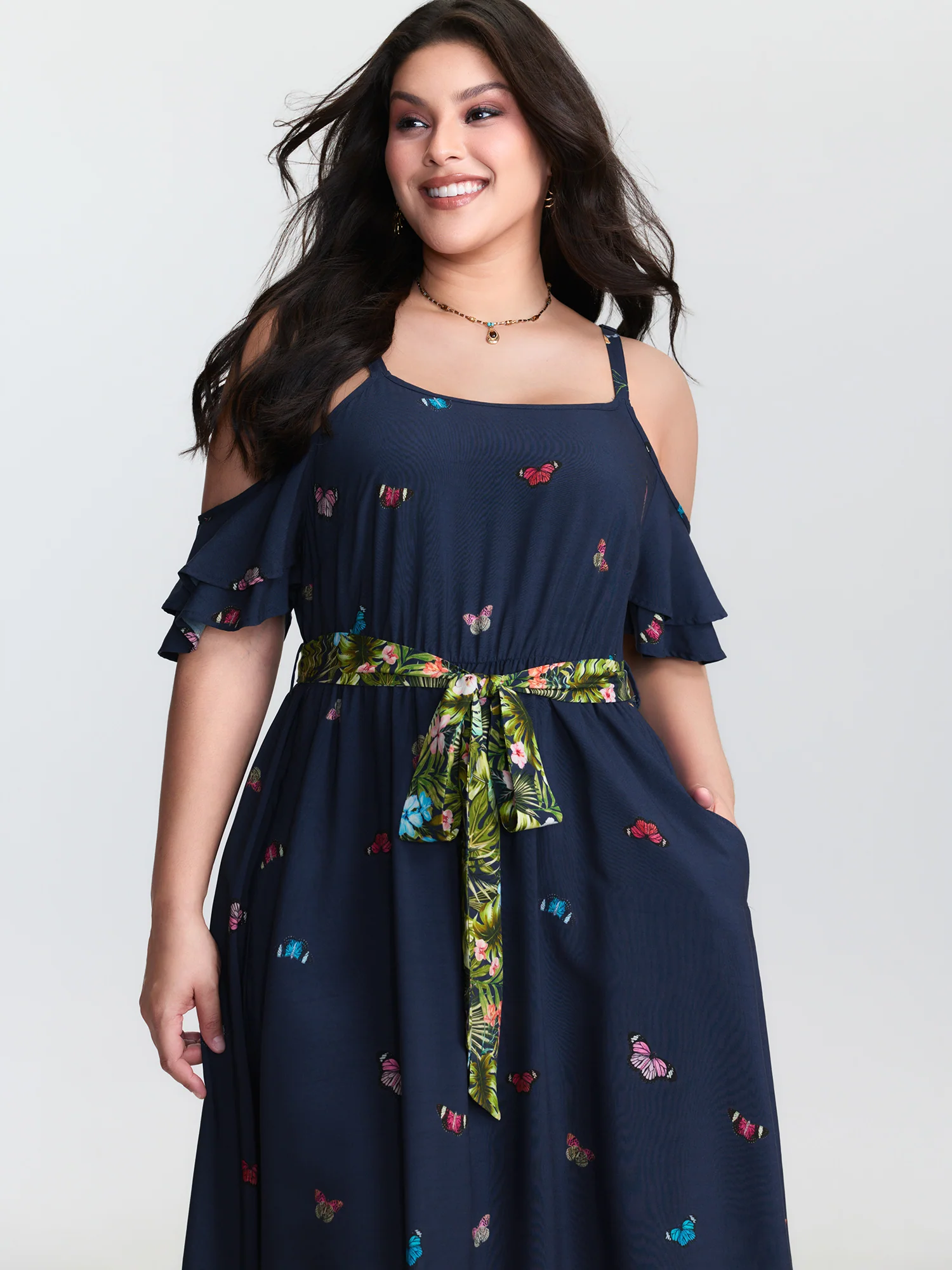 Supersoft Meadow Print Waist-Tie Maxi Dress - Image 2