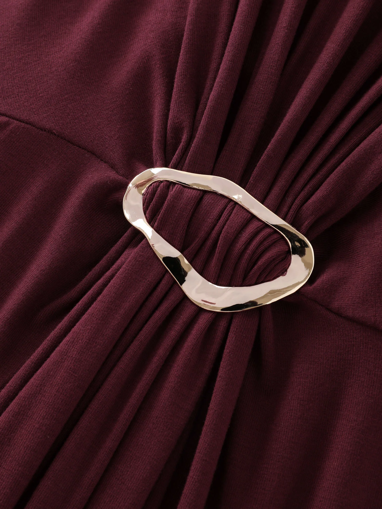 Supersoft Metal Buckle Gathered Waist Midi Dress - Image 6