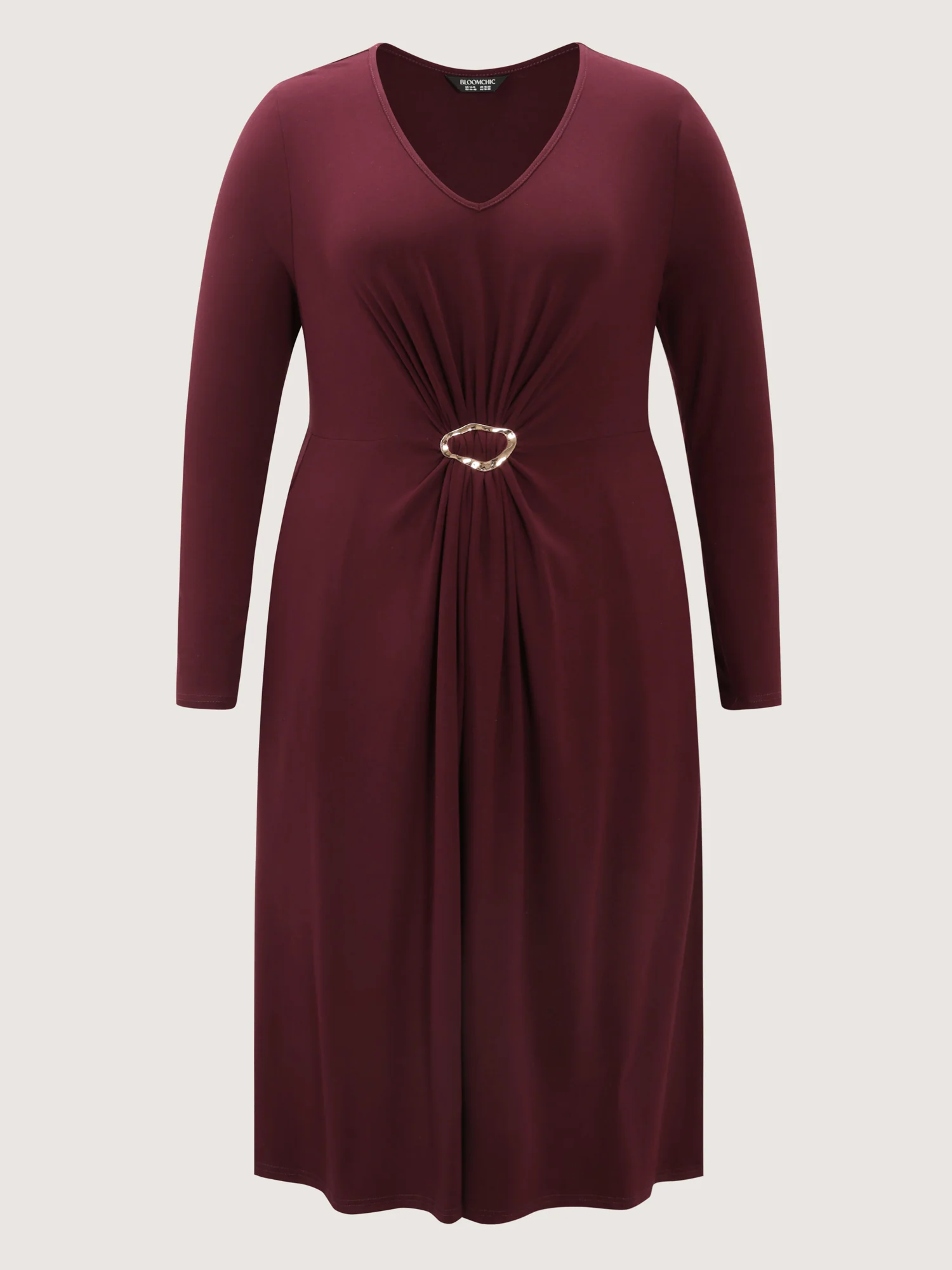 Supersoft Metal Buckle Gathered Waist Midi Dress - Image 7