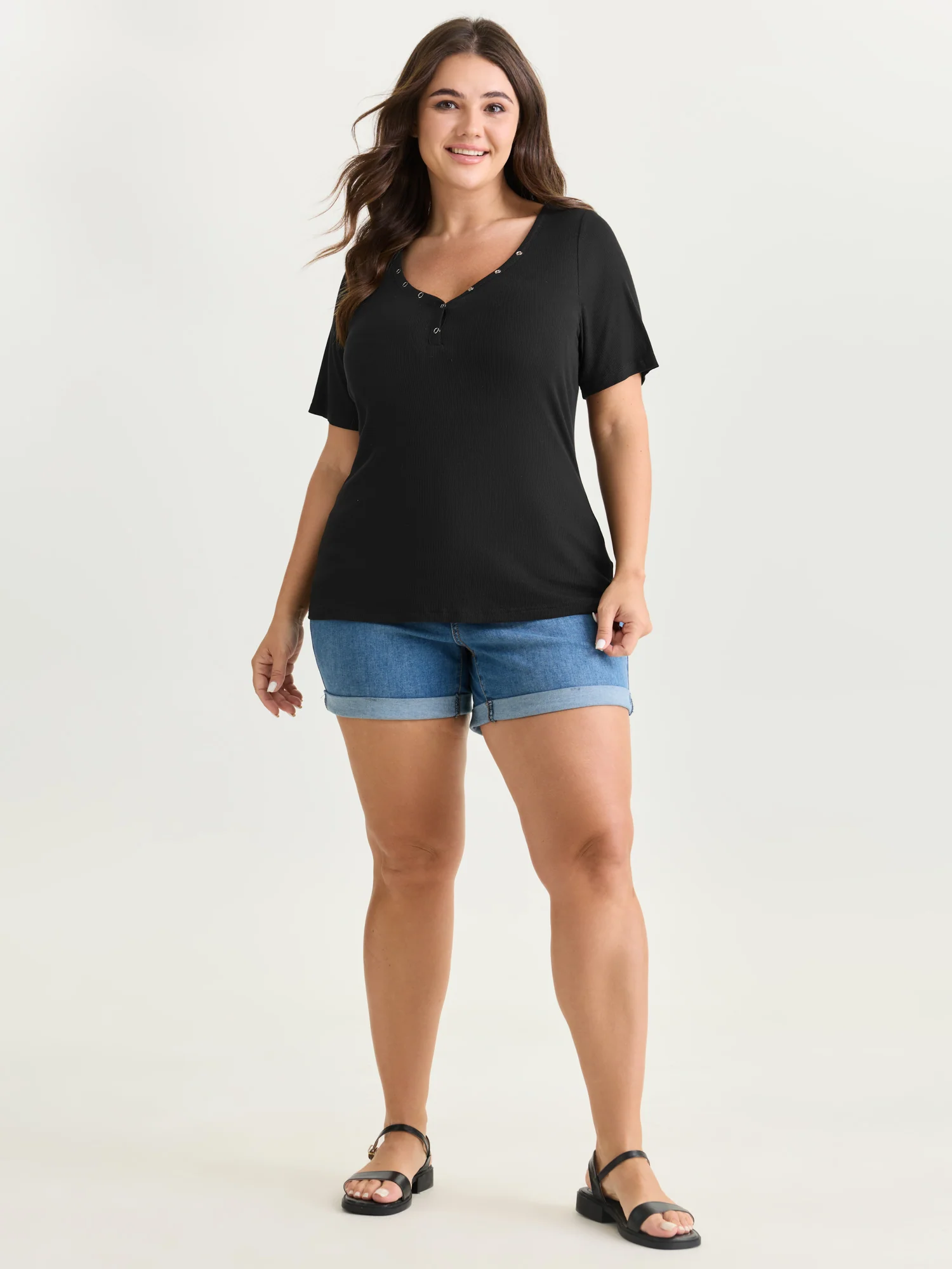 Supersoft Metal Studs Neckline T-Shirt - Image 3