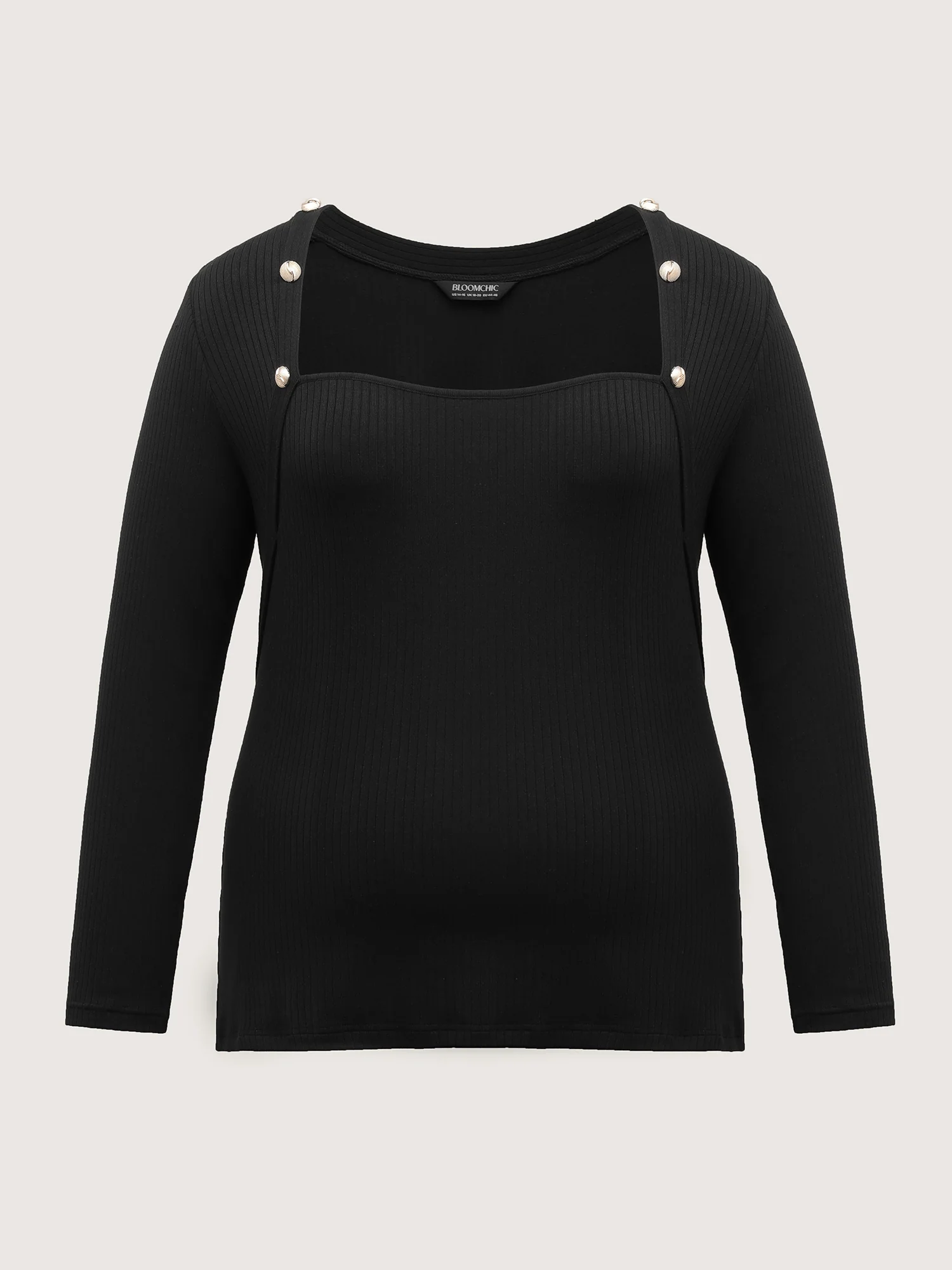 Supersoft Metallic Button Solid Knit Top - Image 6