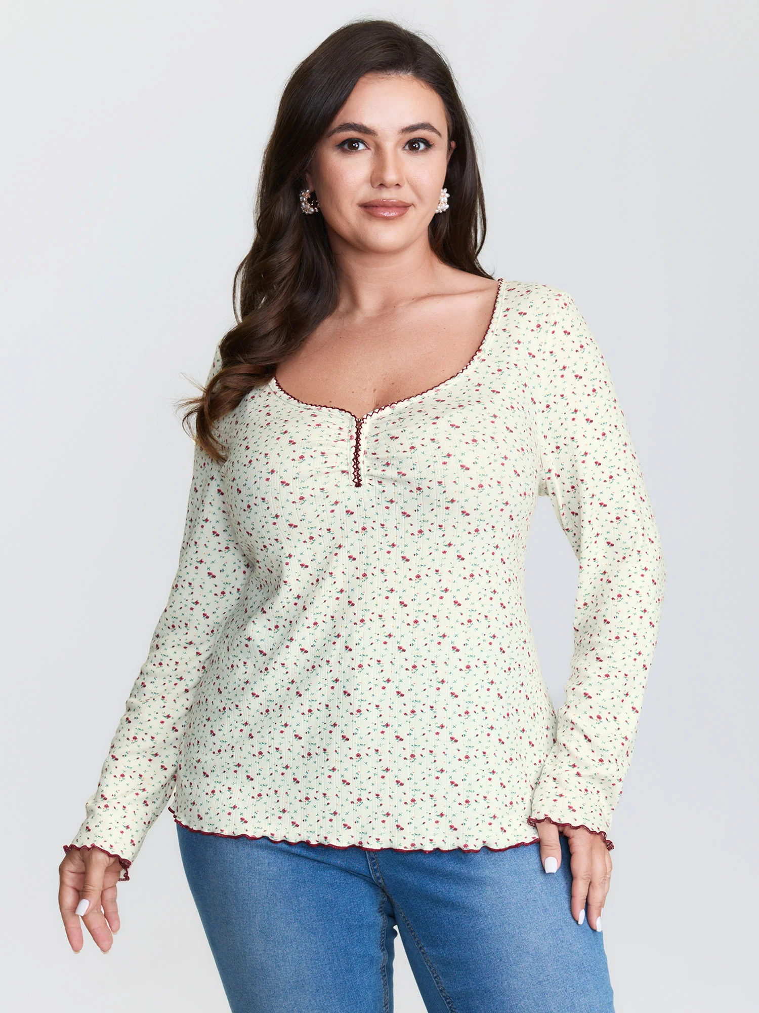 Supersoft Micro Floral Print Knit Top