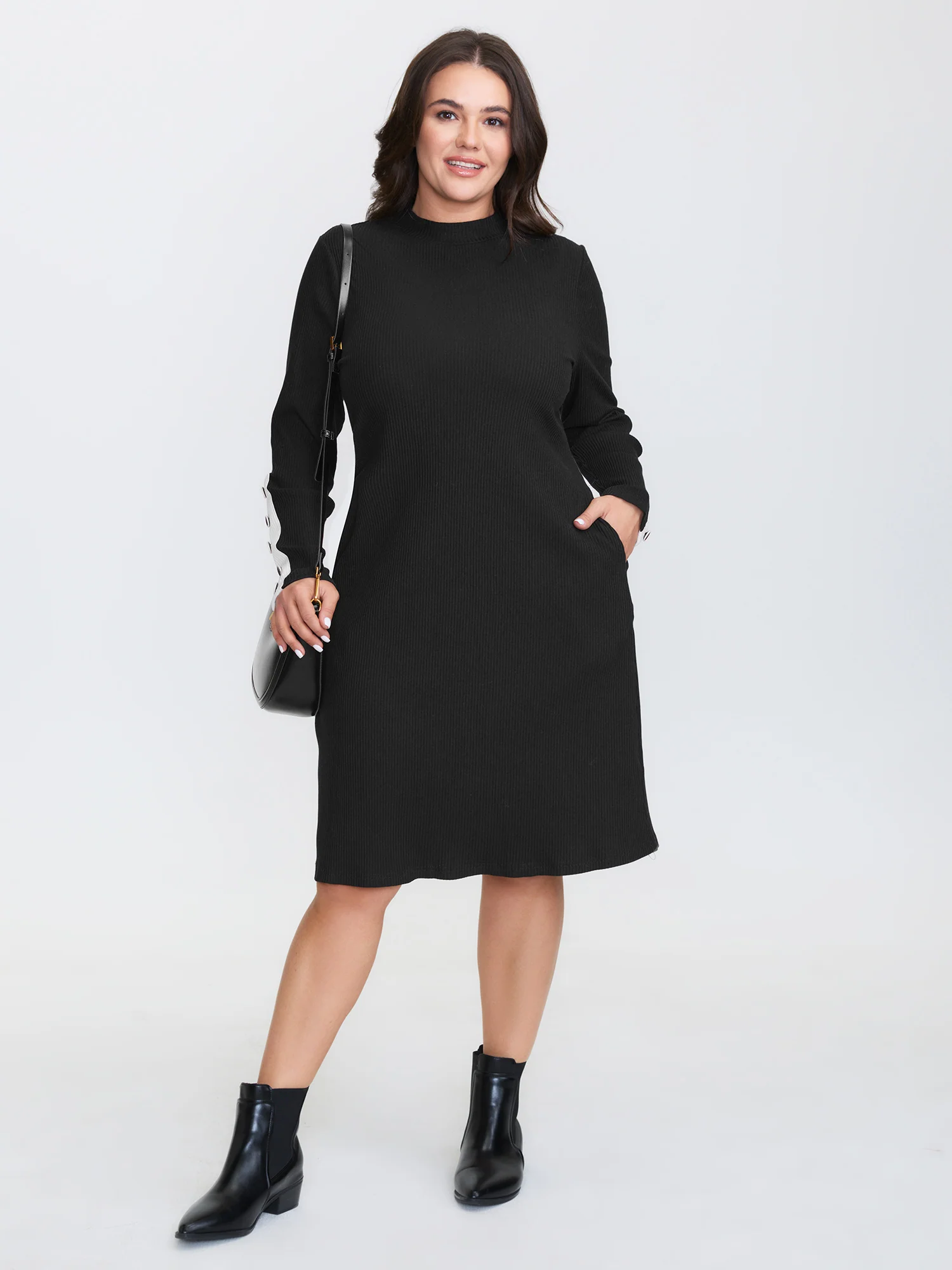 Supersoft Mockneck Button Midi Dress - Image 3