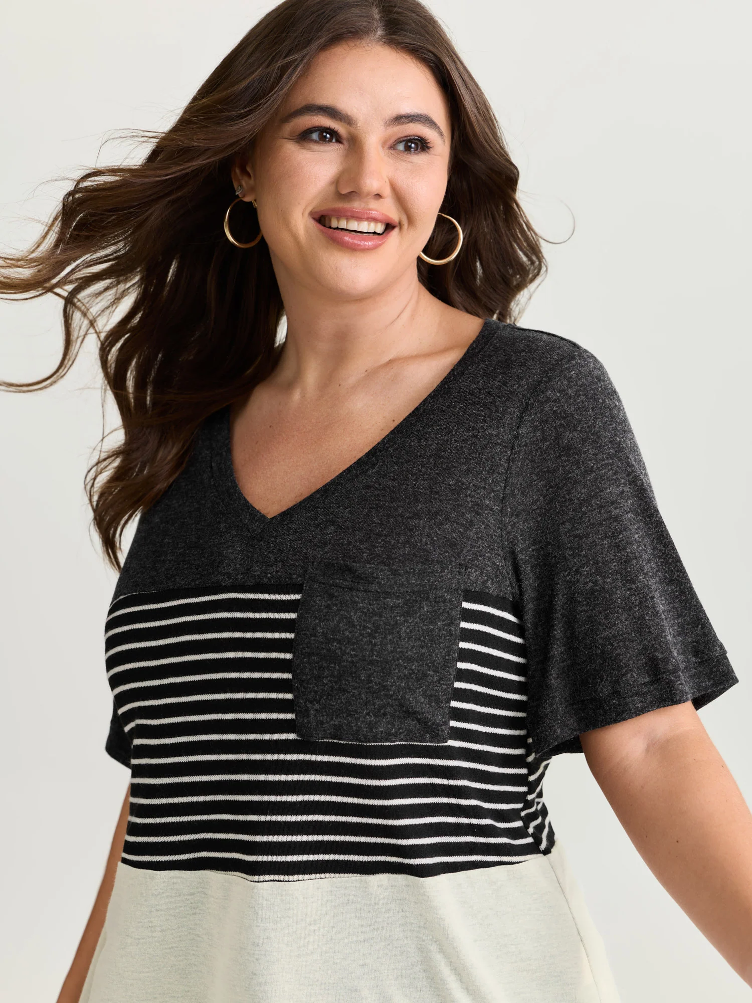 Supersoft Monochrome Stripe Print T-Shirt - Image 2