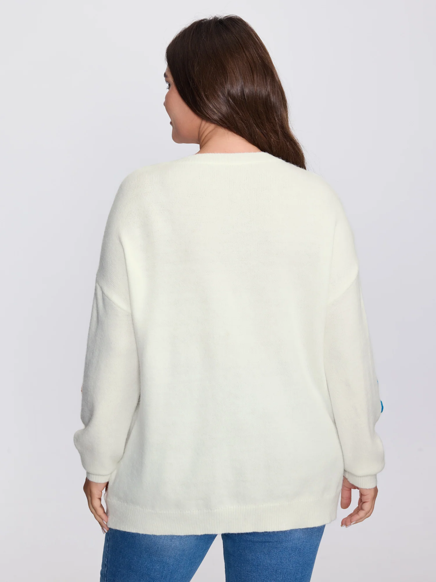 Supersoft Multi-Color Floral Crochet Round Neck Pullover - Image 4