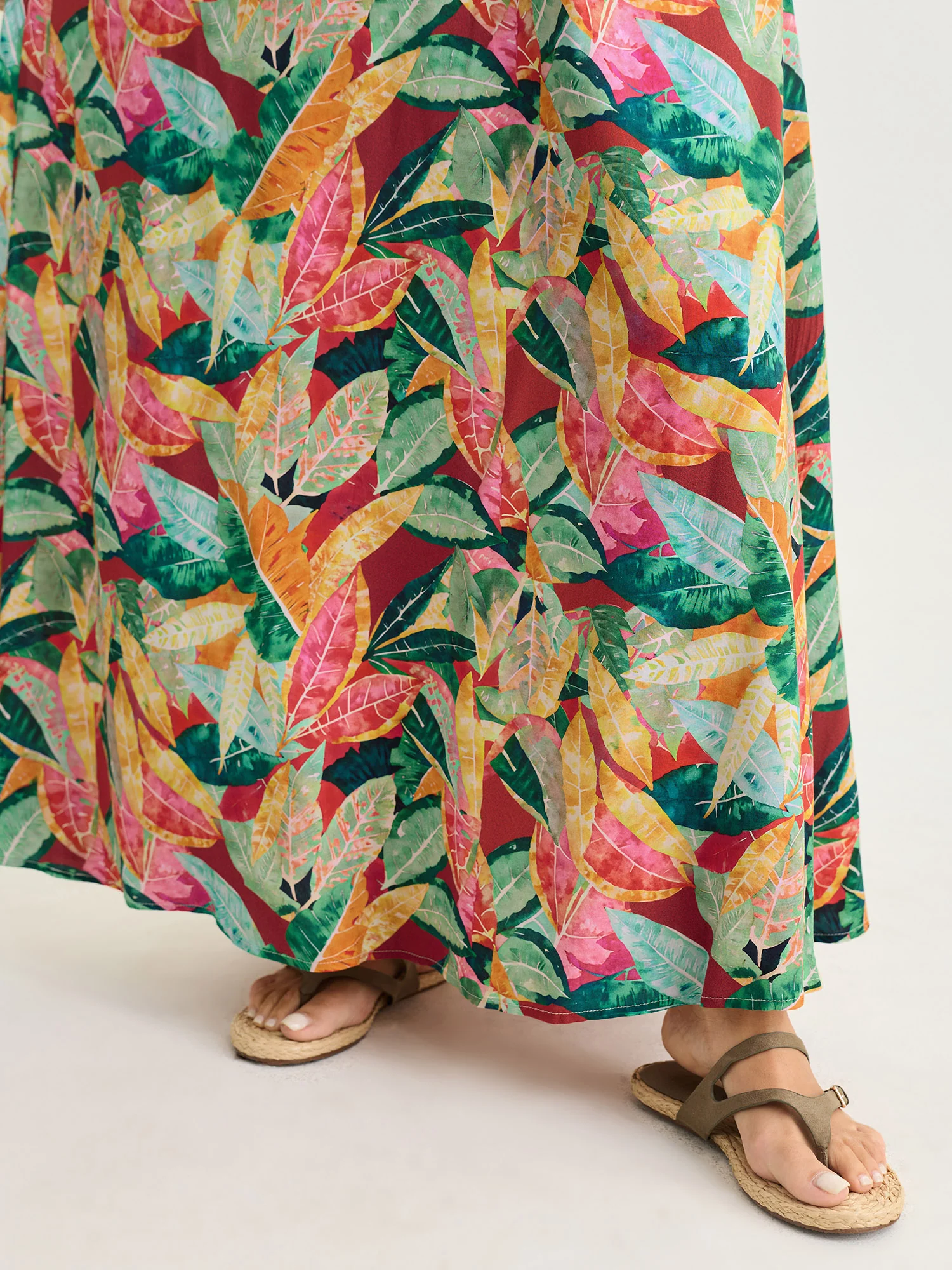 Supersoft Multi-Color Floral Print Shirred Waist Midi Dress - Image 3