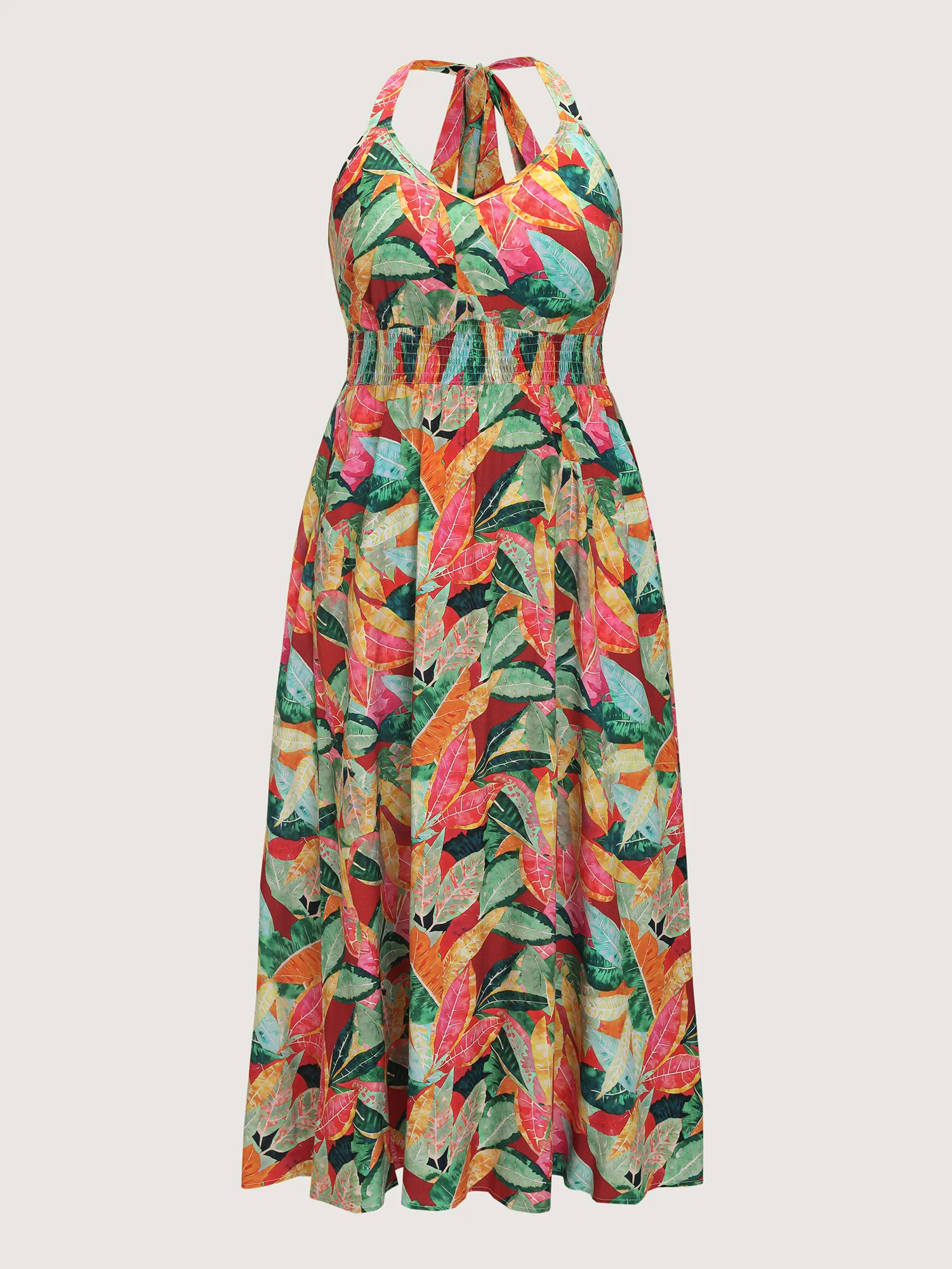 Supersoft Multi-Color Floral Print Shirred Waist Midi Dress - Image 8