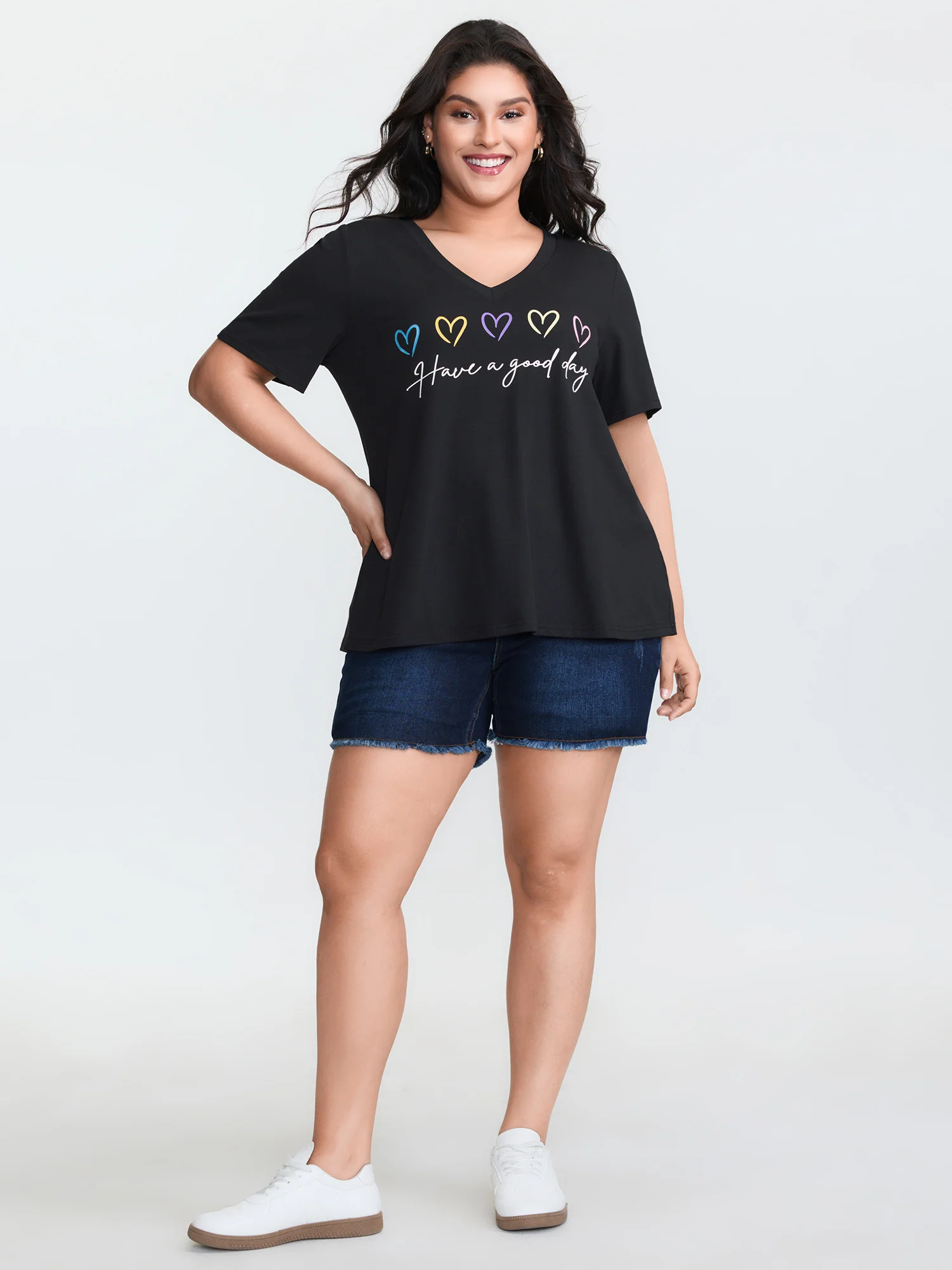 Supersoft Multi-Color Heart Print T-Shirt - Image 3