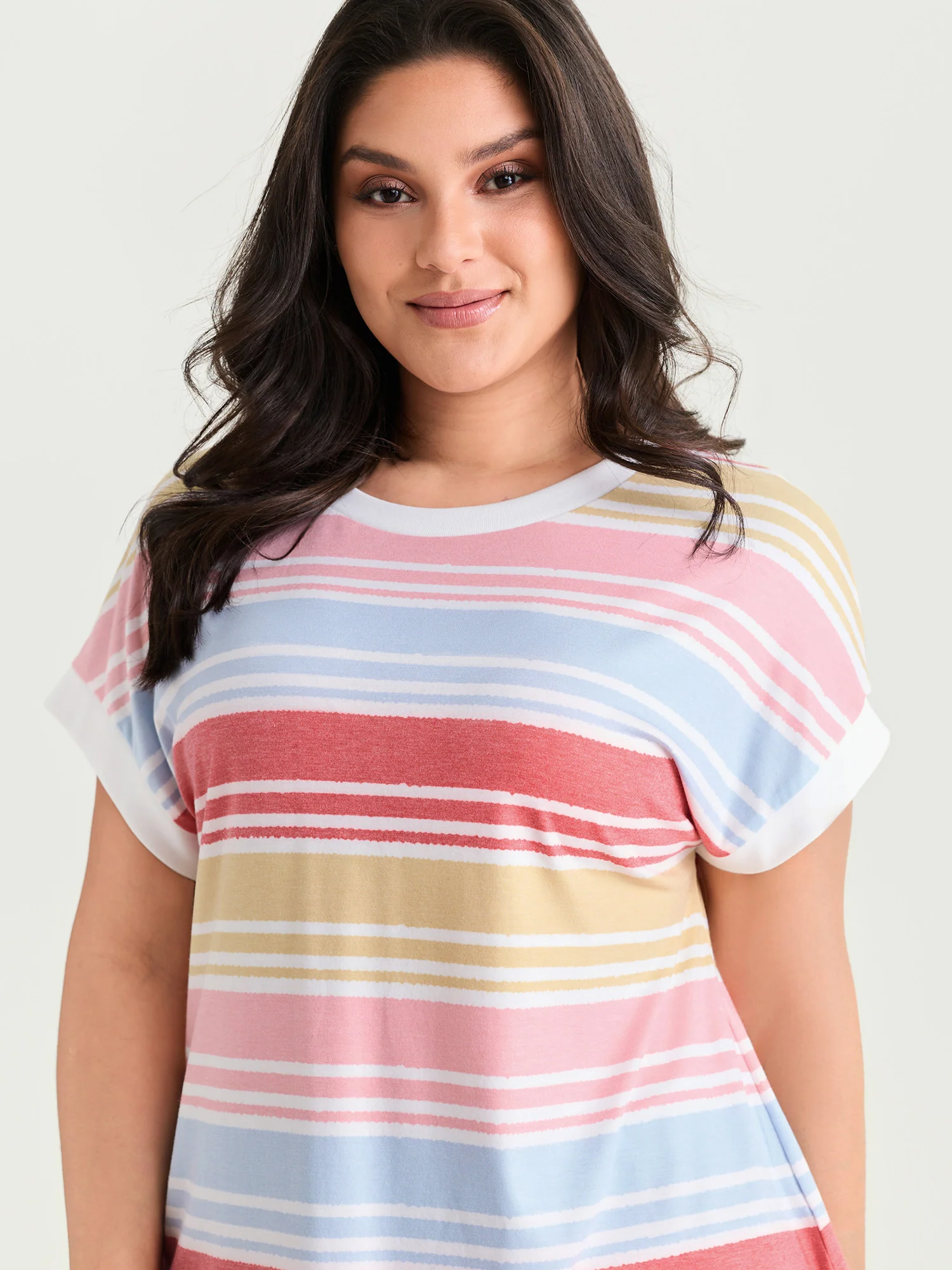 Supersoft Multicolor Striped Round Neck T-Shirt - Image 2