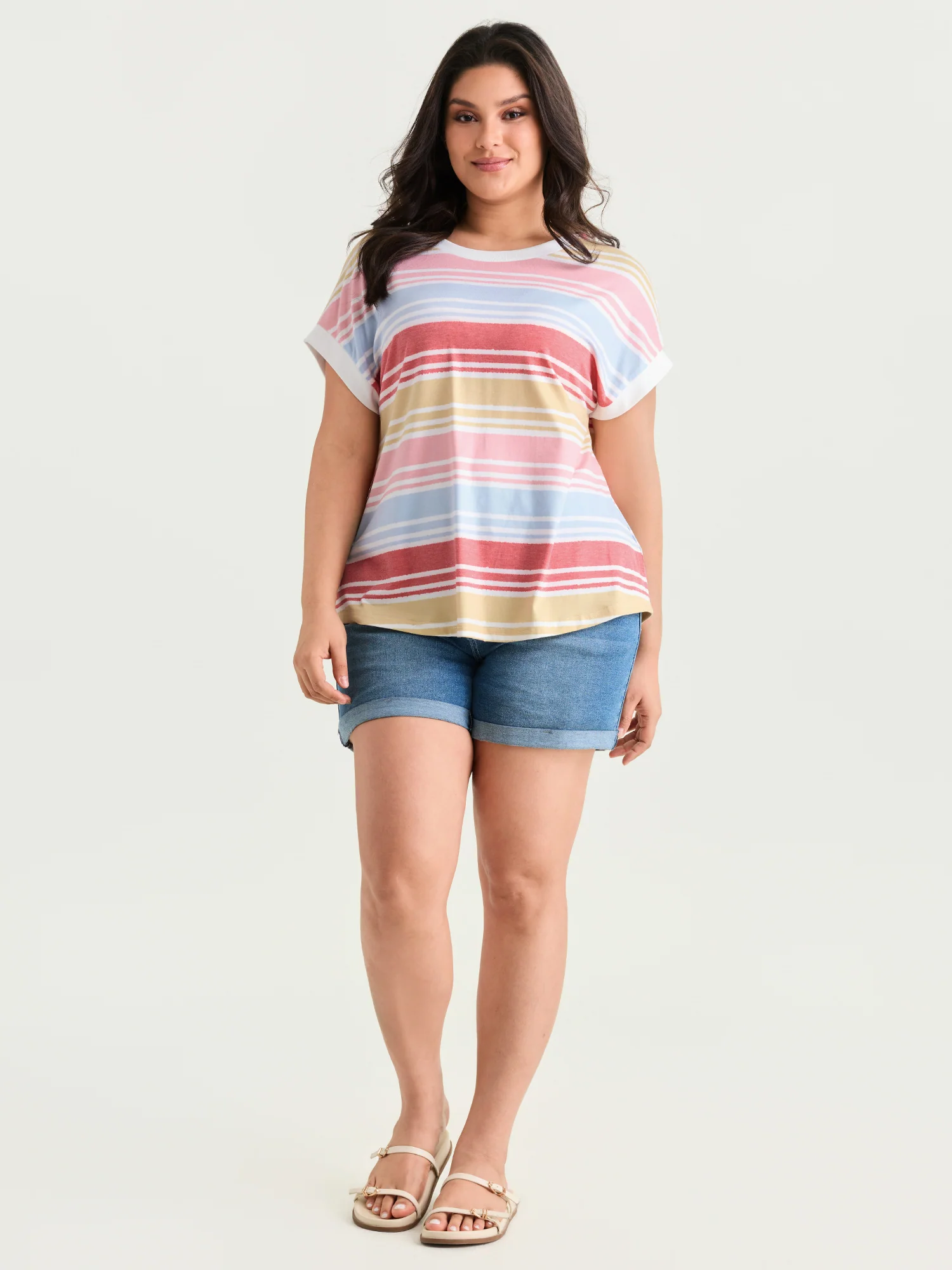 Supersoft Multicolor Striped Round Neck T-Shirt - Image 3