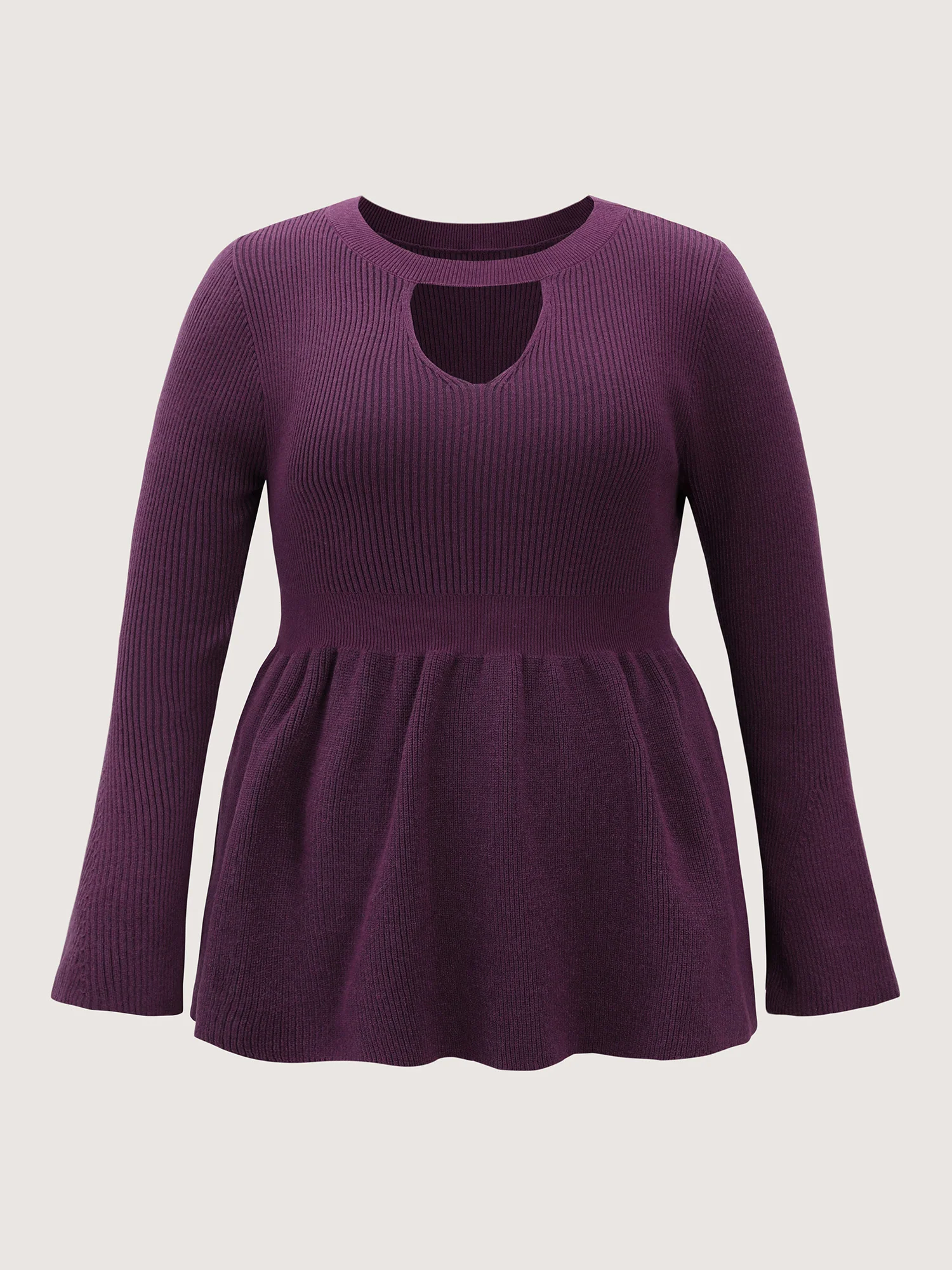 Supersoft Neck Cut-Out Flared Sleeve Pullover - Image 8