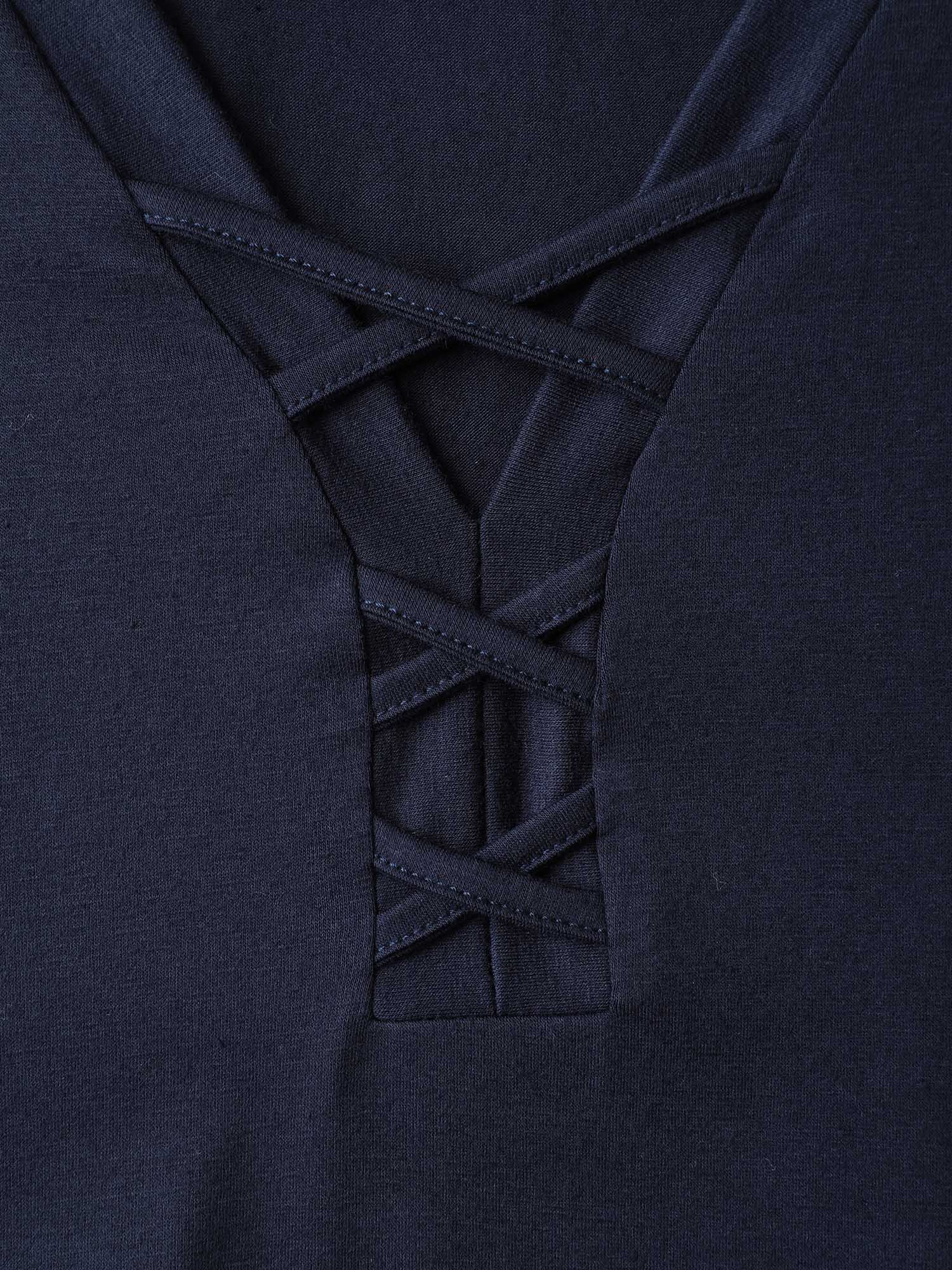 Supersoft Neck Tie-Up Pockets Midi Dress - Image 5