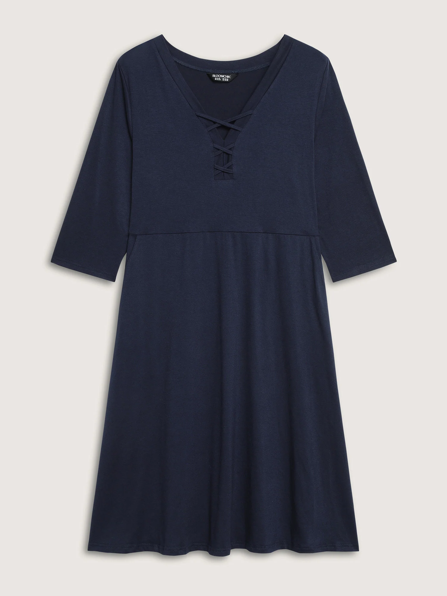 Supersoft Neck Tie-Up Pockets Midi Dress - Image 7