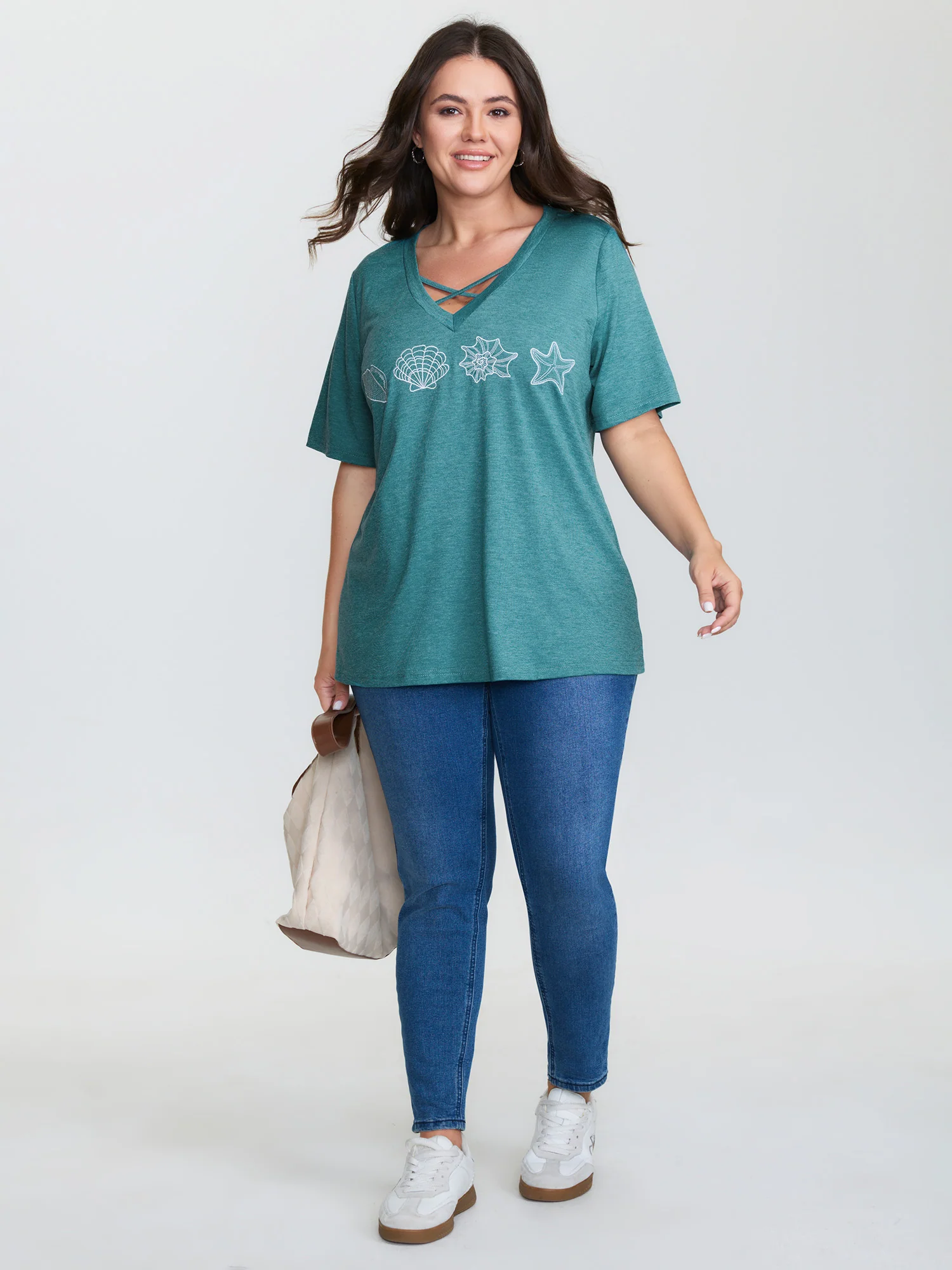 Supersoft Ocean Pattern Embroidered T-Shirt - Image 2