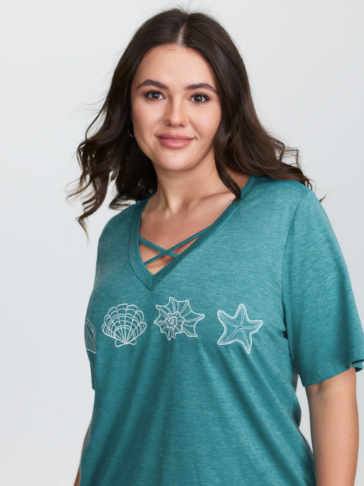 Supersoft Ocean Pattern Embroidered T-Shirt - Image 3