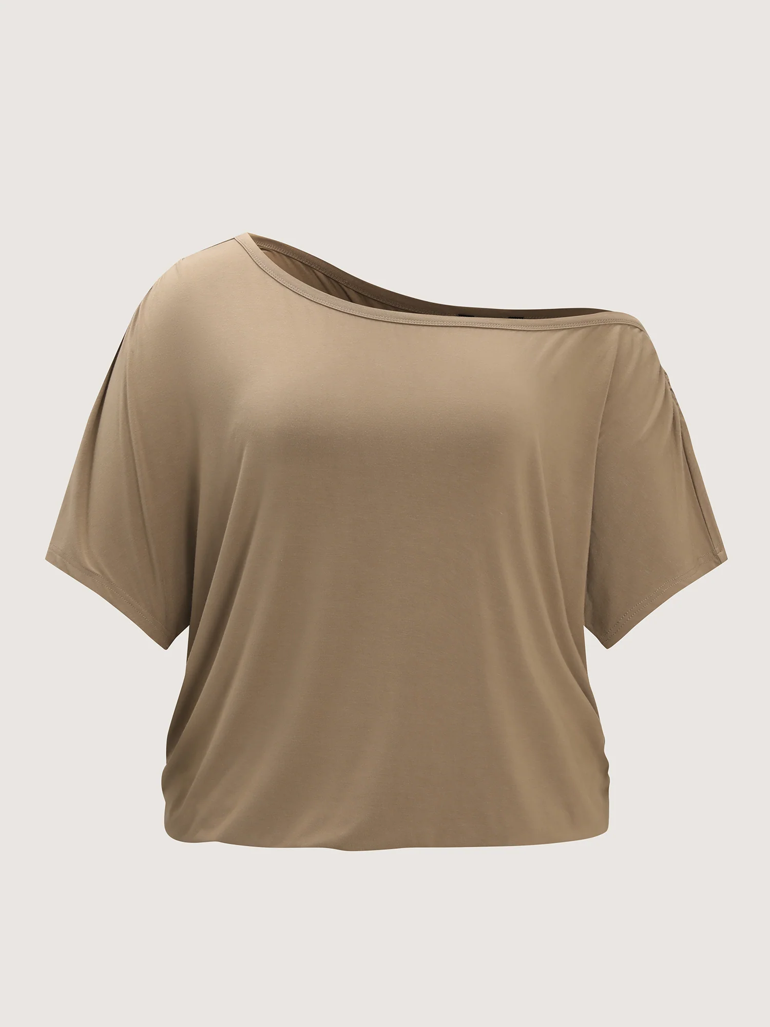 Supersoft One-Shoulder Draped Plain Knit Top - Image 7