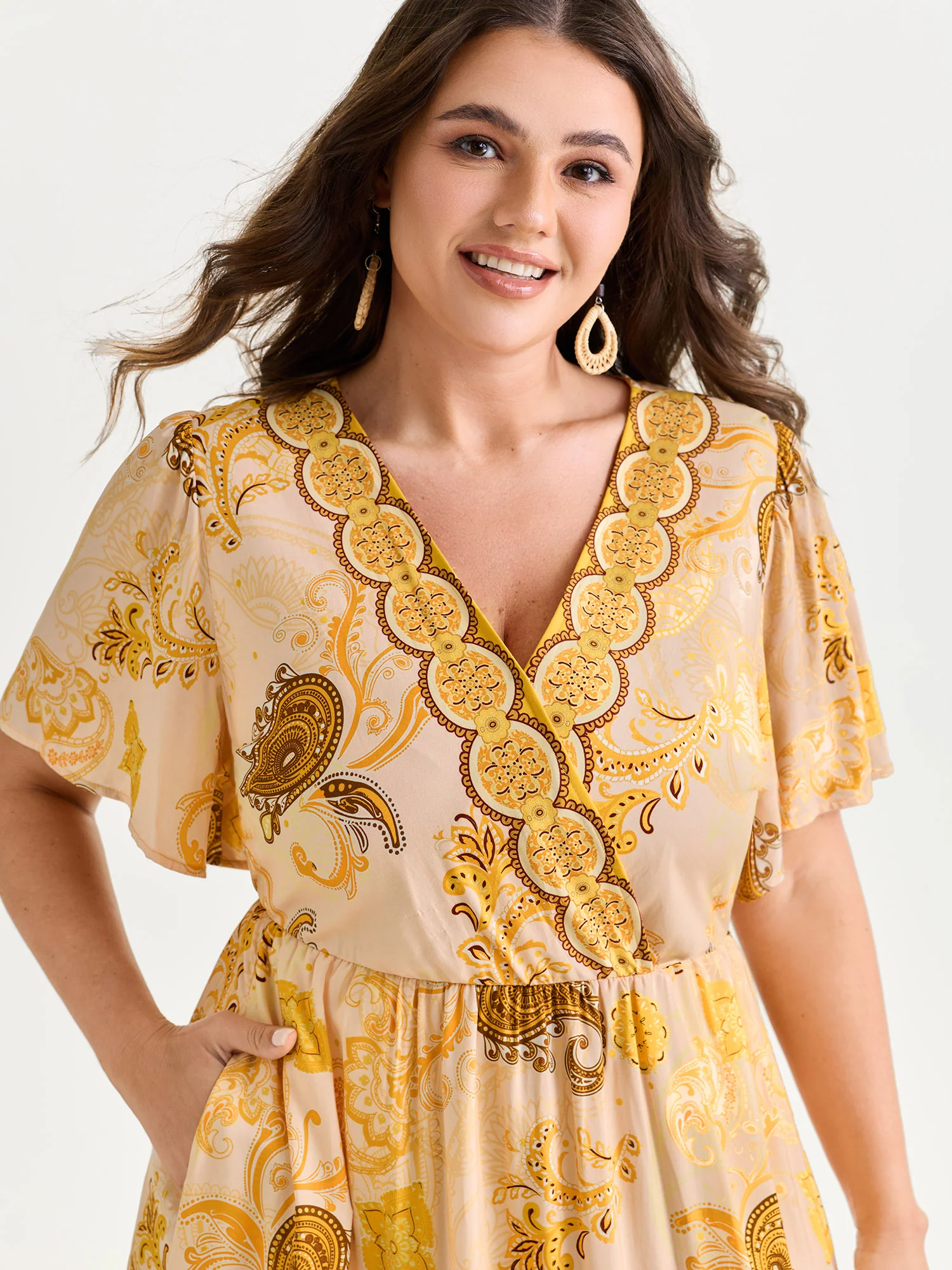 Supersoft Paisley Print V-Neck Midi Dress - Image 2
