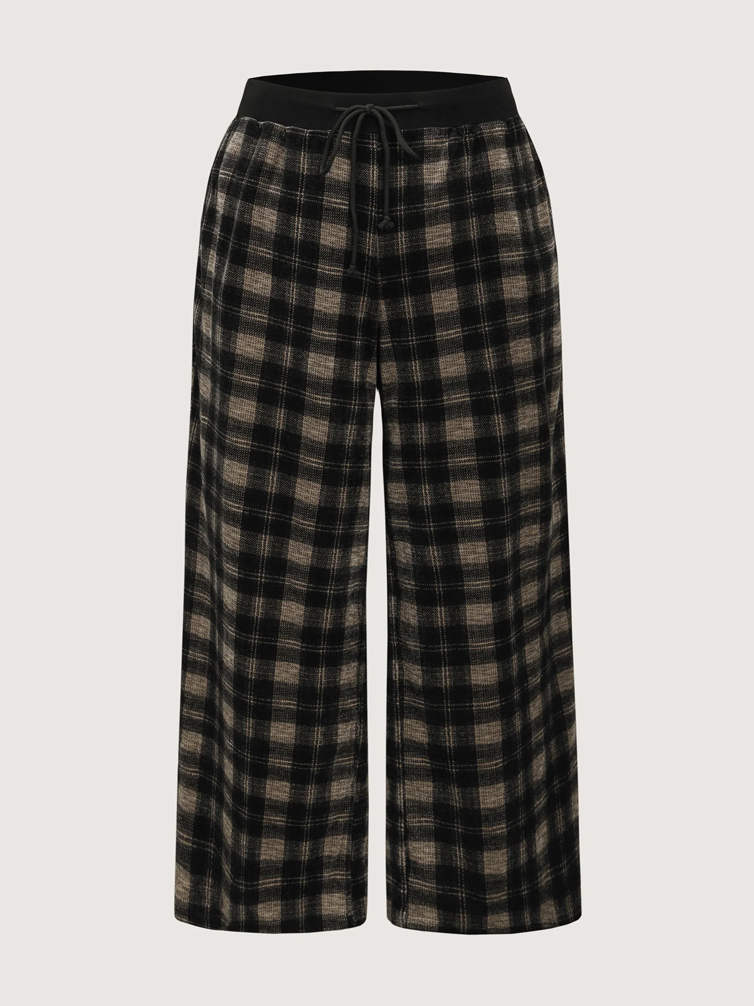 Supersoft Plaid Color Contrast Wide-Leg Pants - Image 8