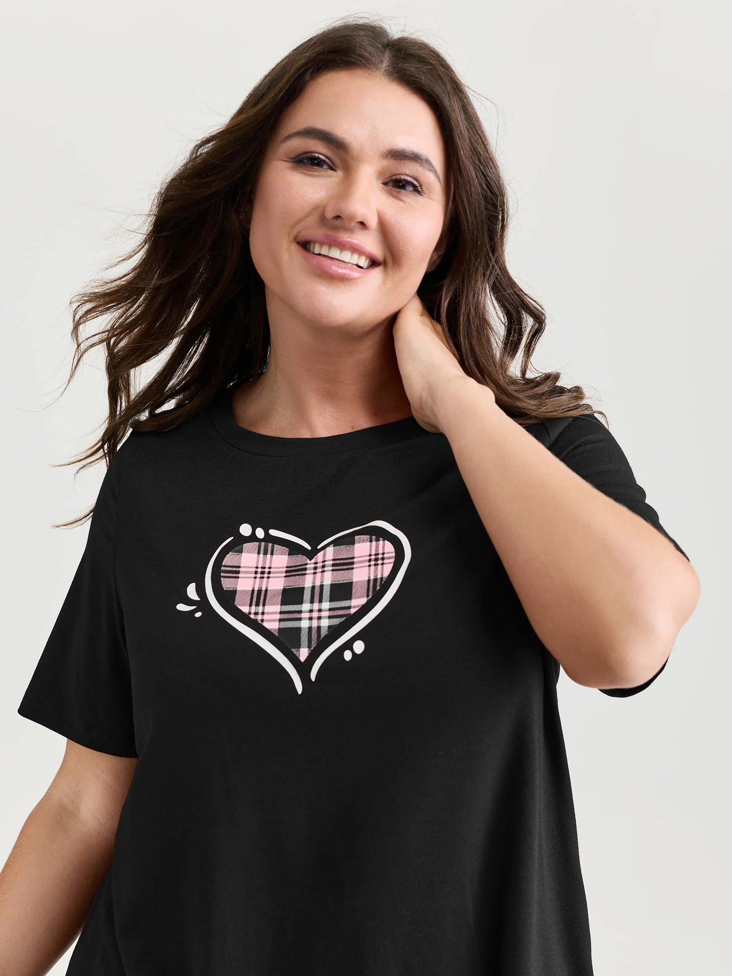 Supersoft Plaid Heart Stretchy Lounge Set - Image 2