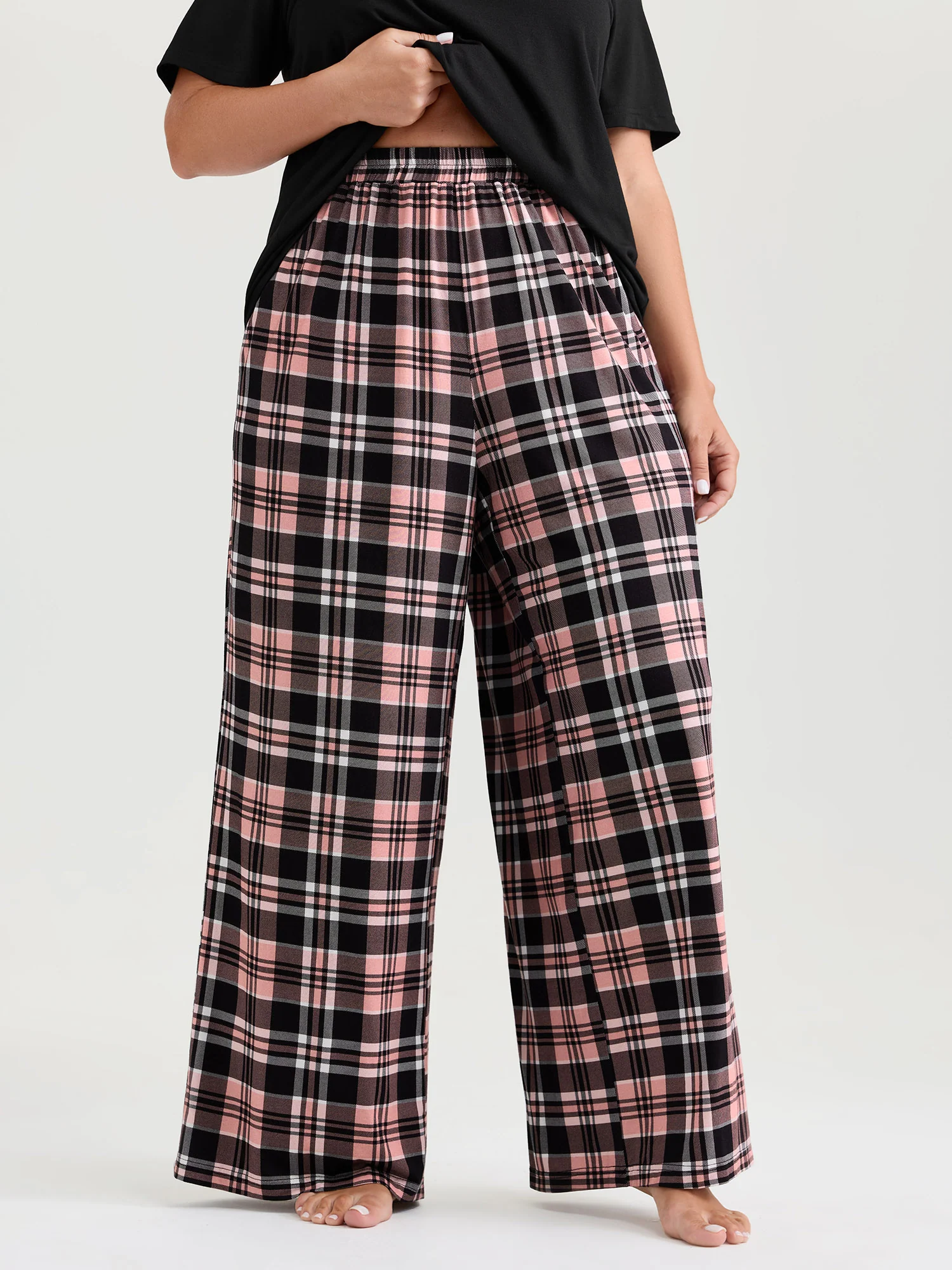 Supersoft Plaid Heart Stretchy Lounge Set - Image 4