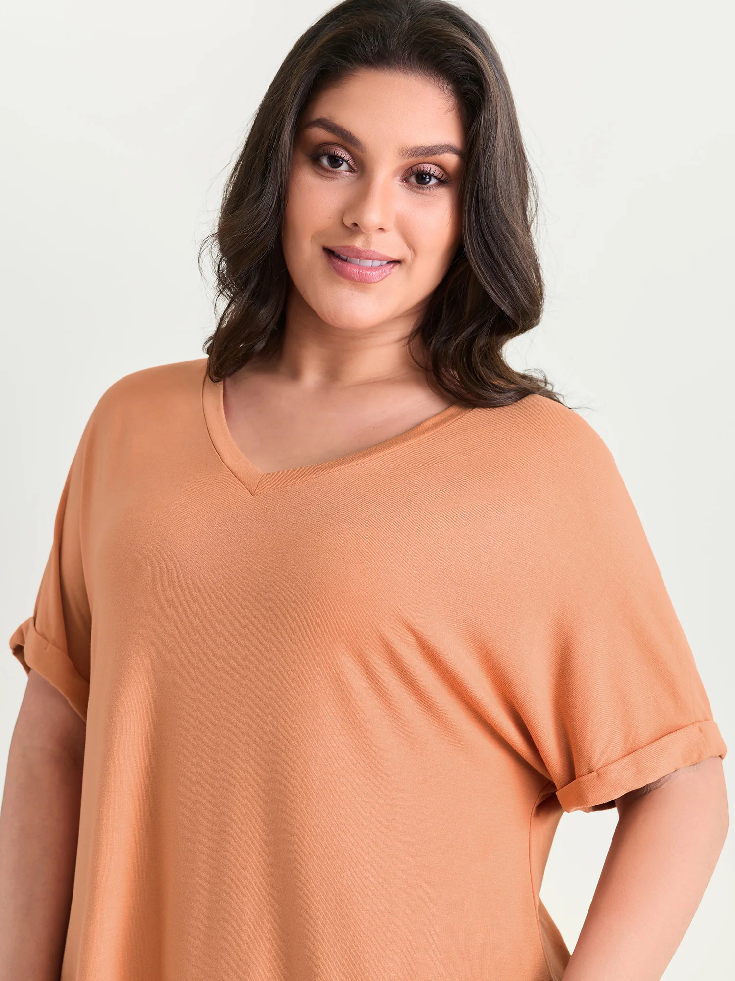 Supersoft Plain V-Neck Relaxed-Fit T-Shirt - Image 2