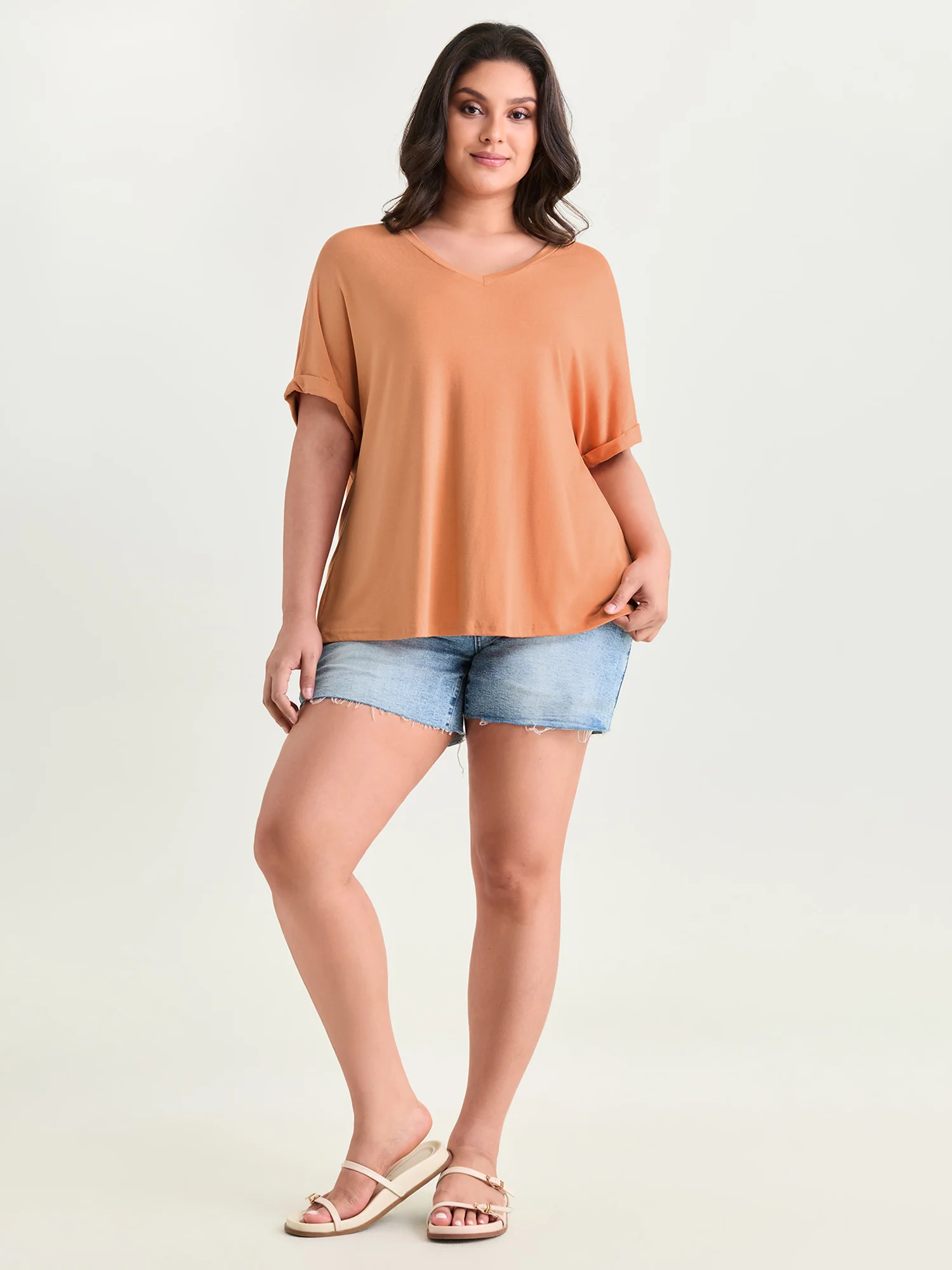 Supersoft Plain V-Neck Relaxed-Fit T-Shirt - Image 3